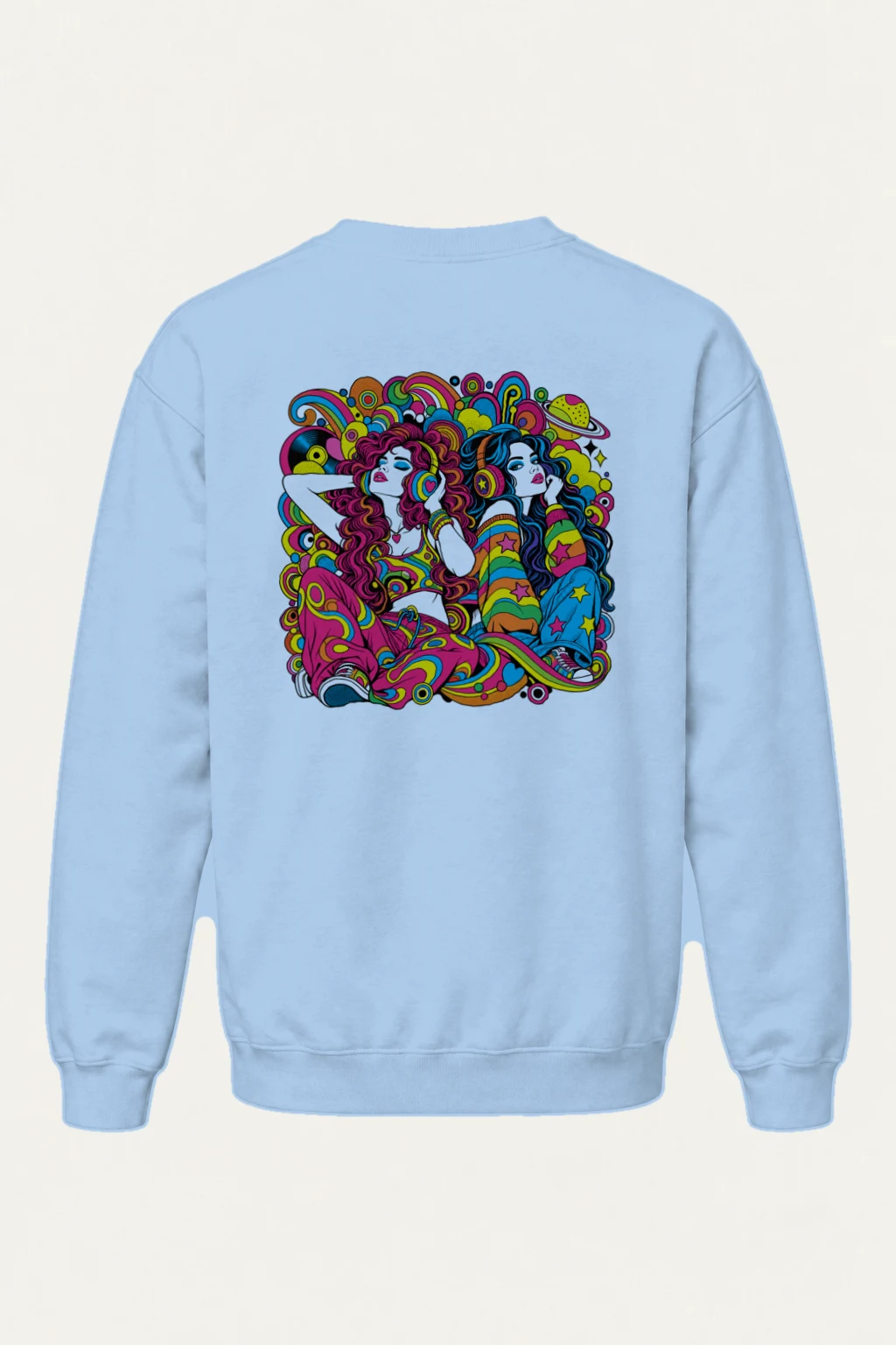 "Psychedelic Sound Sisters" Heavy Blend Unisex Crewneck Sweatshirt | Gildan 18000