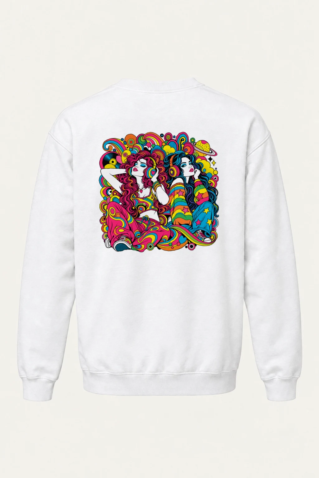 "Psychedelic Sound Sisters" Heavy Blend Unisex Crewneck Sweatshirt | Gildan 18000