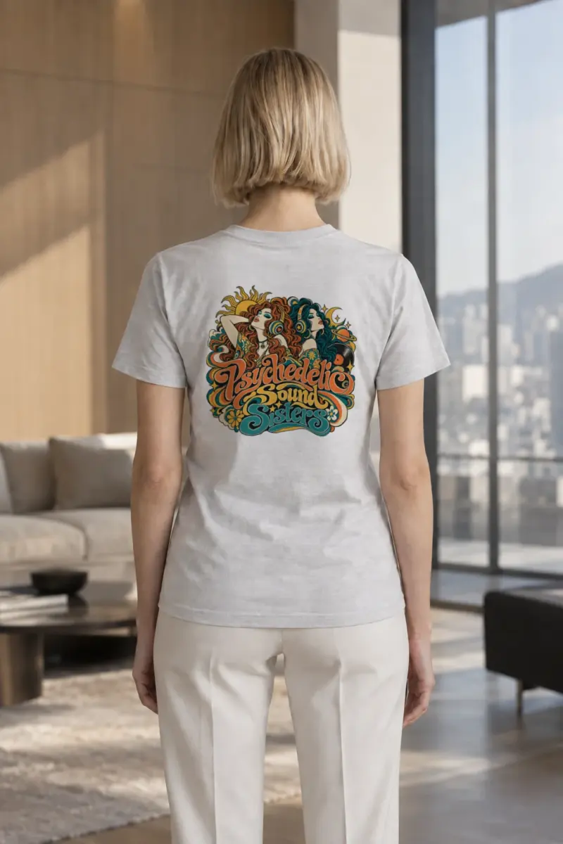 "Psychedelic Sound Sisters" Heavyweight Unisex Crewneck T-shirt | Gildan 5000