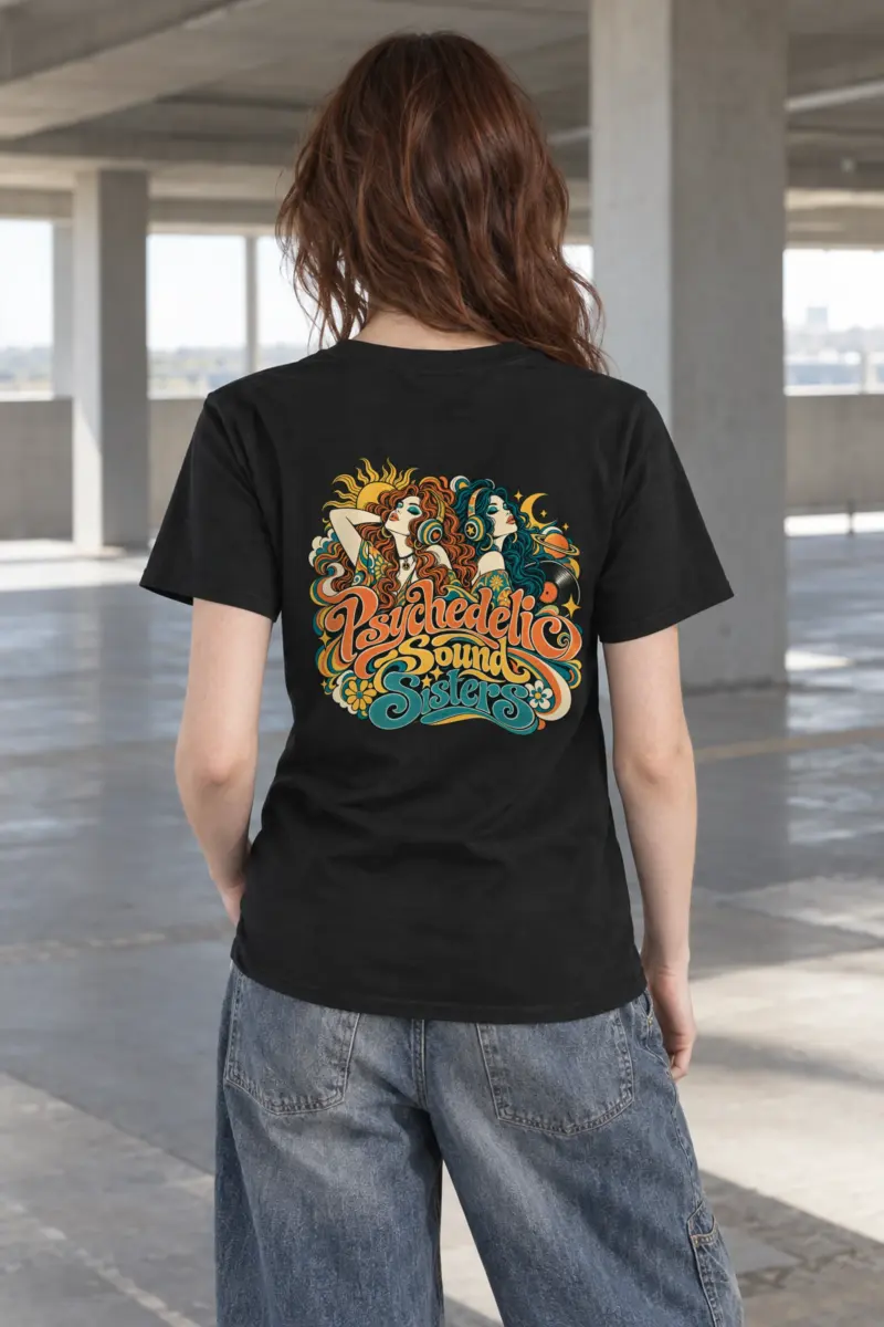"Psychedelic Sound Sisters" Heavyweight Unisex Crewneck T-shirt