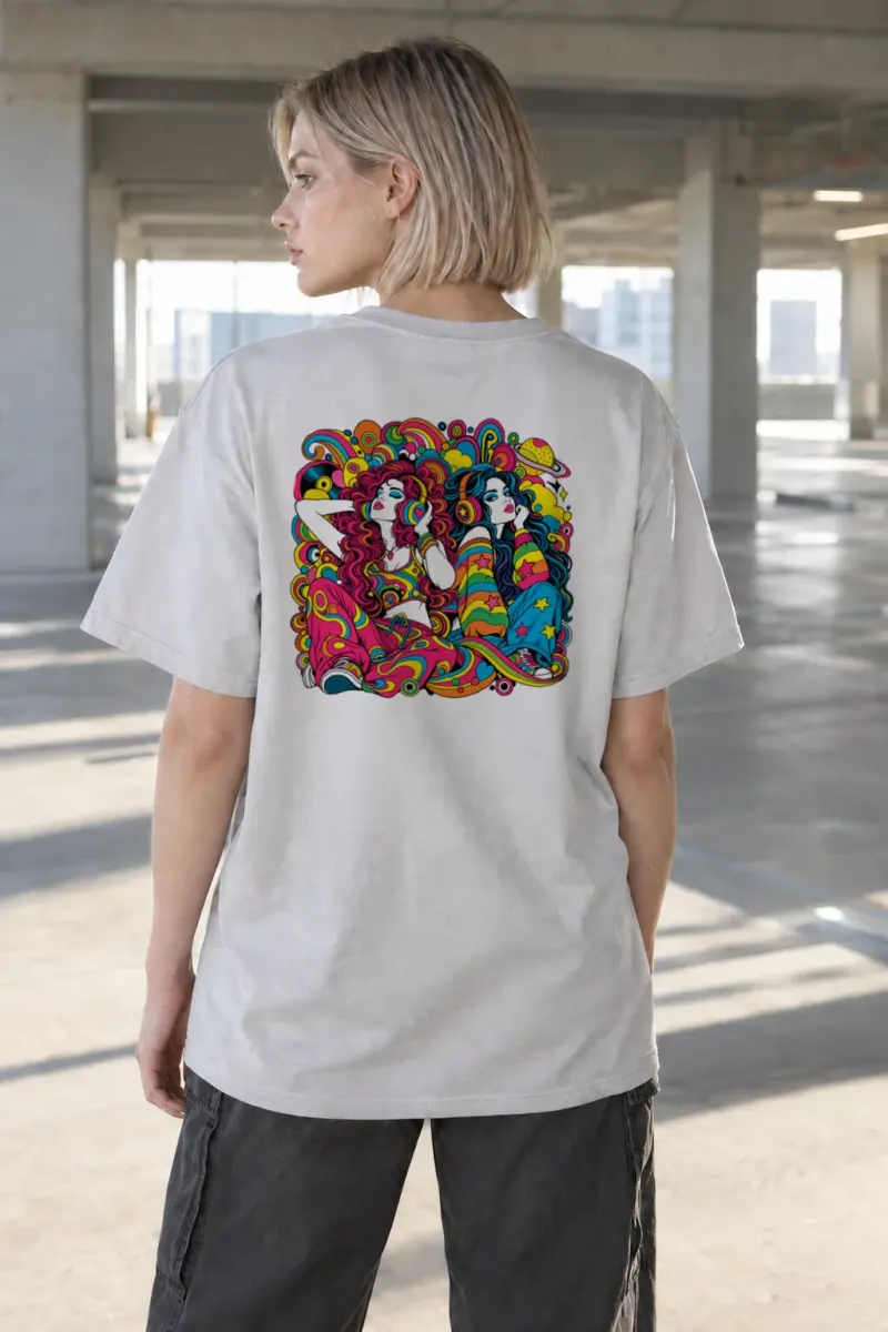 "Psychedelic Sound Sisters" Heavyweight Unisex Crewneck T-shirt | Gildan 5000