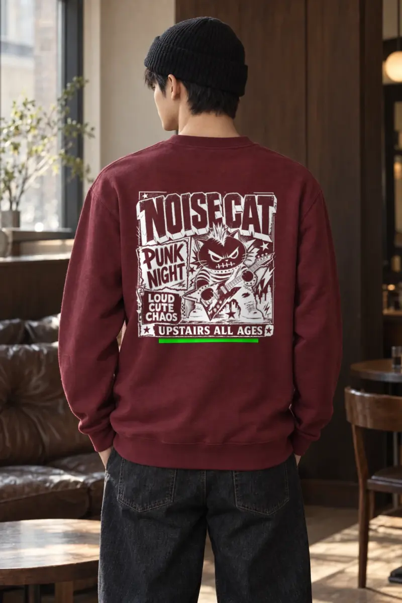 "Punk Cat Guitar" Heavy Blend Unisex Crewneck Sweatshirt | Gildan 18000