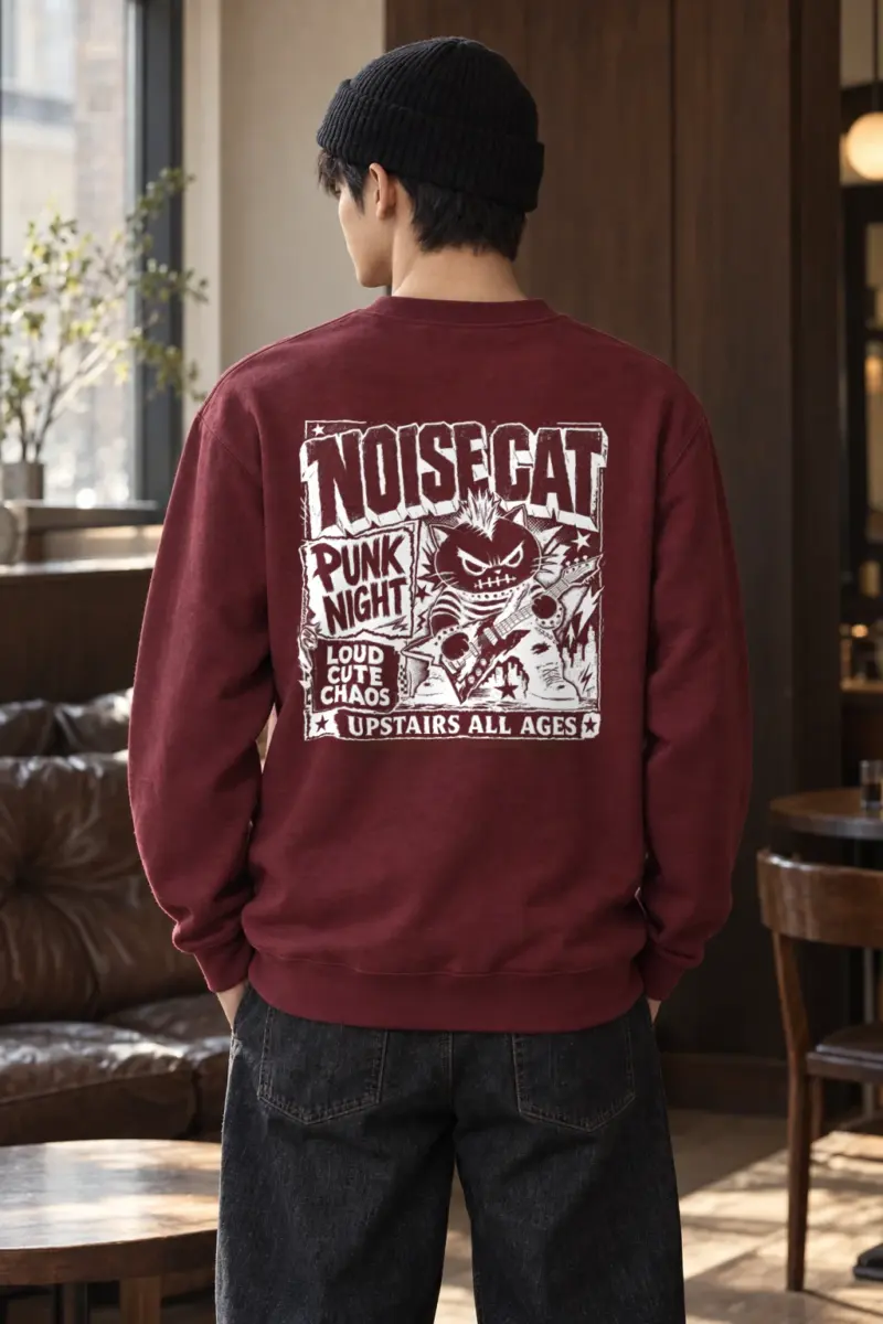"Punk Cat Guitar" Heavy Blend Unisex Crewneck Sweatshirt | Gildan 18000