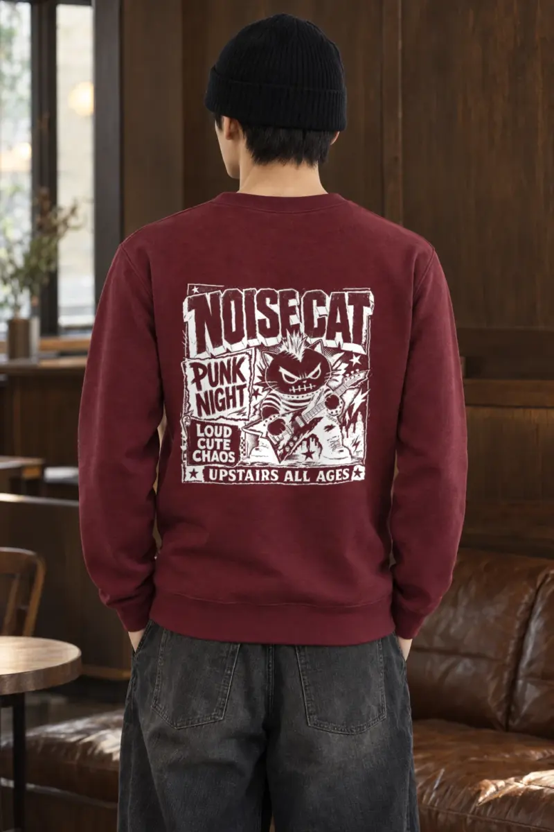 "Punk Cat Guitar" Heavy Blend Unisex Crewneck Sweatshirt