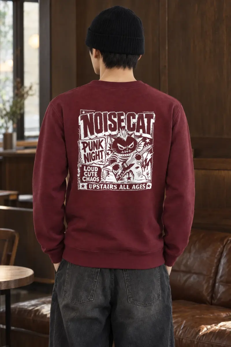 "Punk Cat Guitar" Heavy Blend Unisex Crewneck Sweatshirt