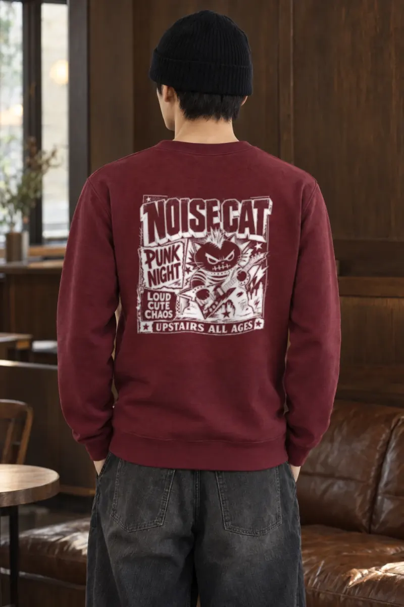 "Punk Cat Guitar" Heavy Blend Unisex Crewneck Sweatshirt