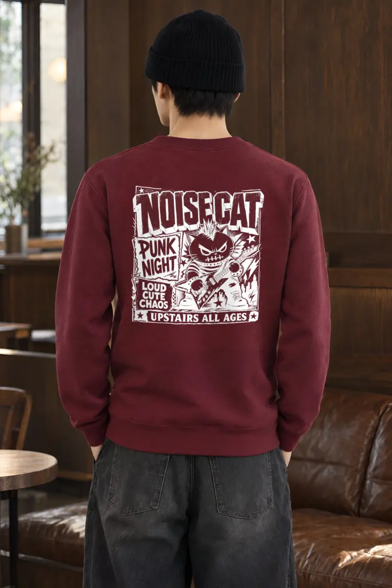 "Punk Cat Guitar" Heavy Blend Unisex Crewneck Sweatshirt