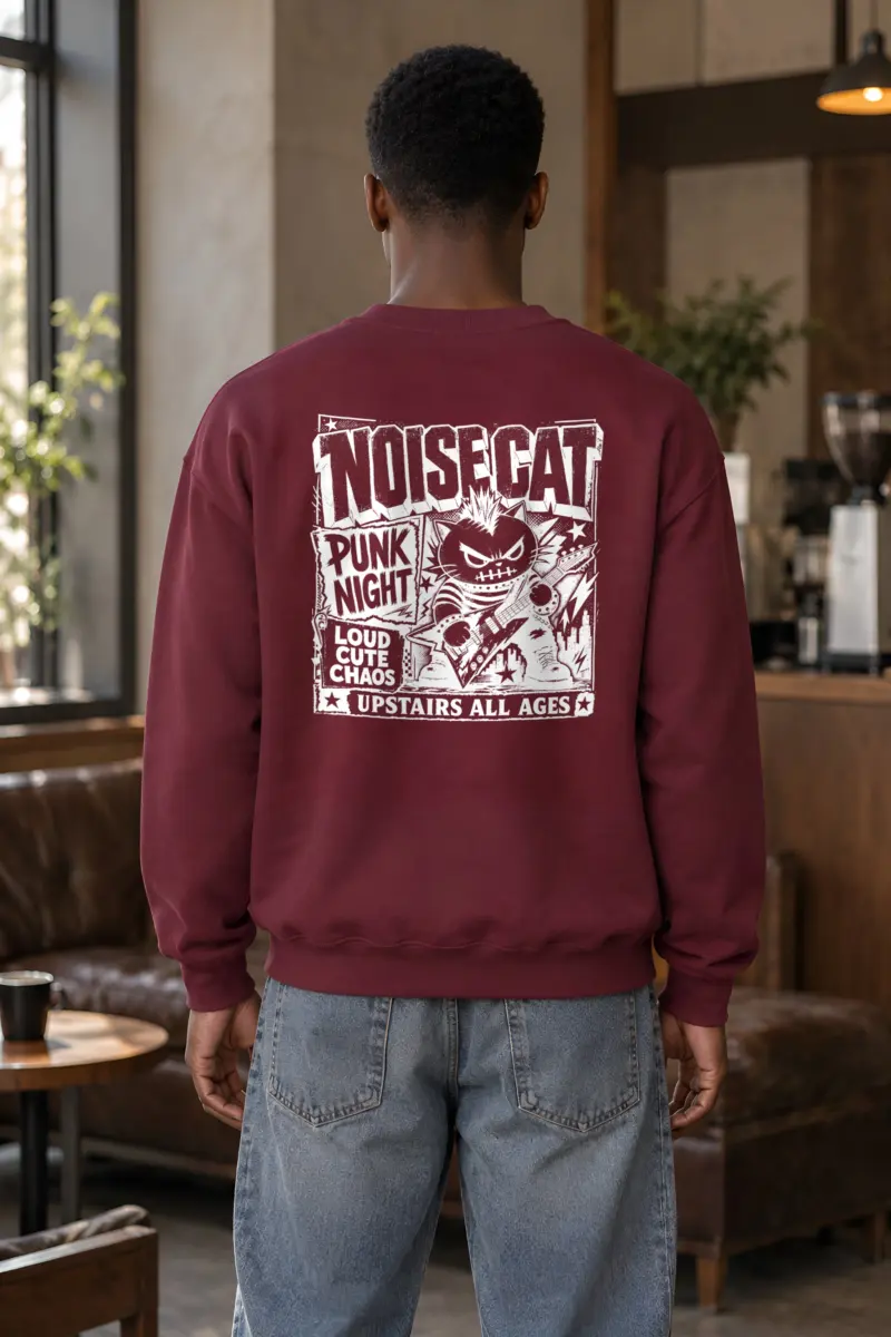 "Punk Cat Guitar" Heavy Blend Unisex Crewneck Sweatshirt