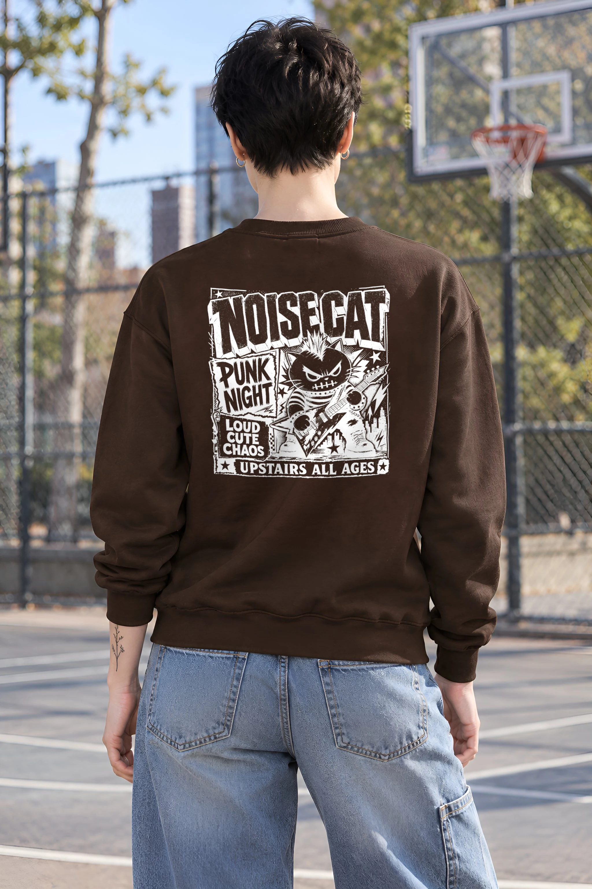 "Punk Cat Guitar" 1 Crewneck Sweatshirt