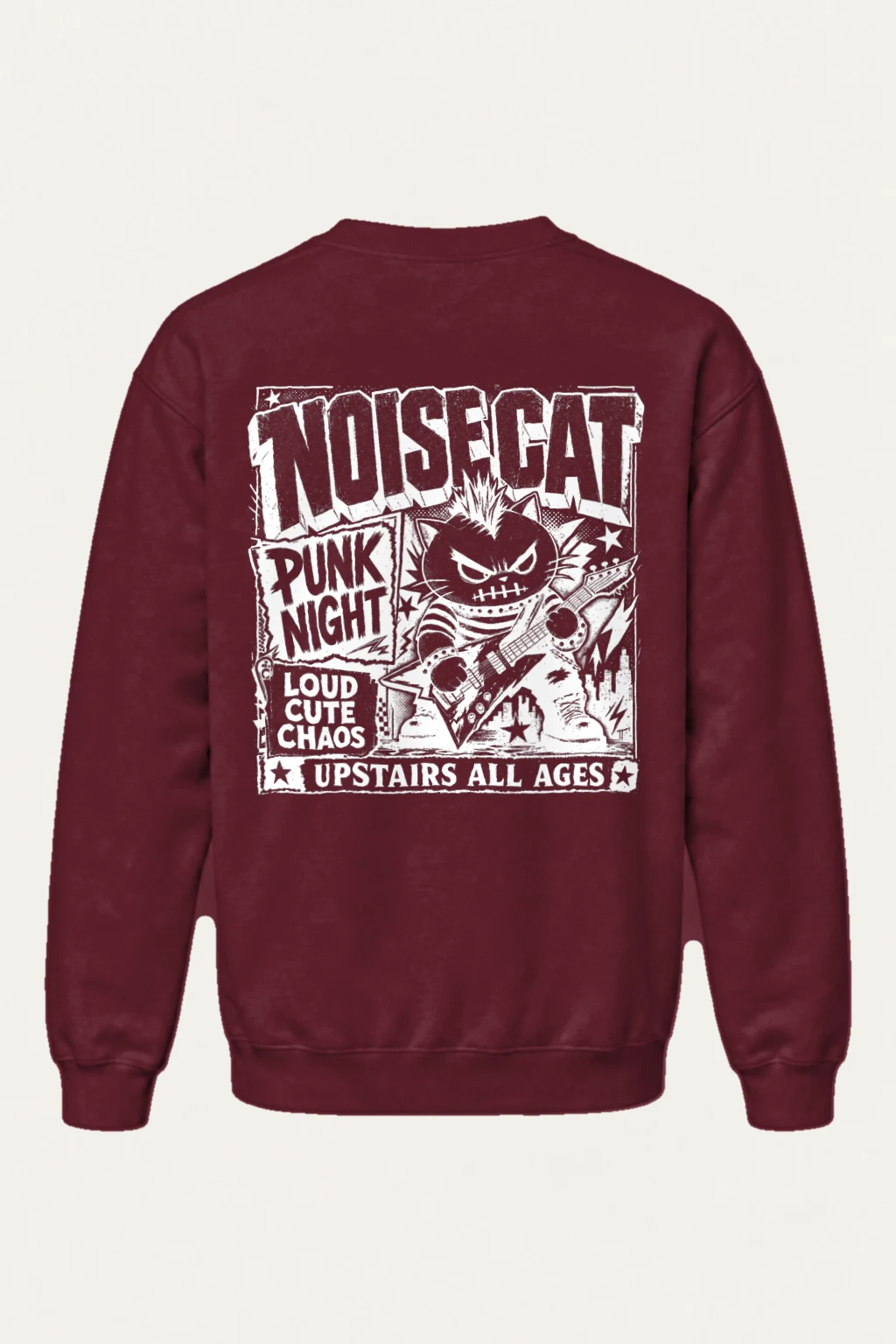 "Punk Cat Guitar" Heavy Blend Unisex Crewneck Sweatshirt | Gildan 18000