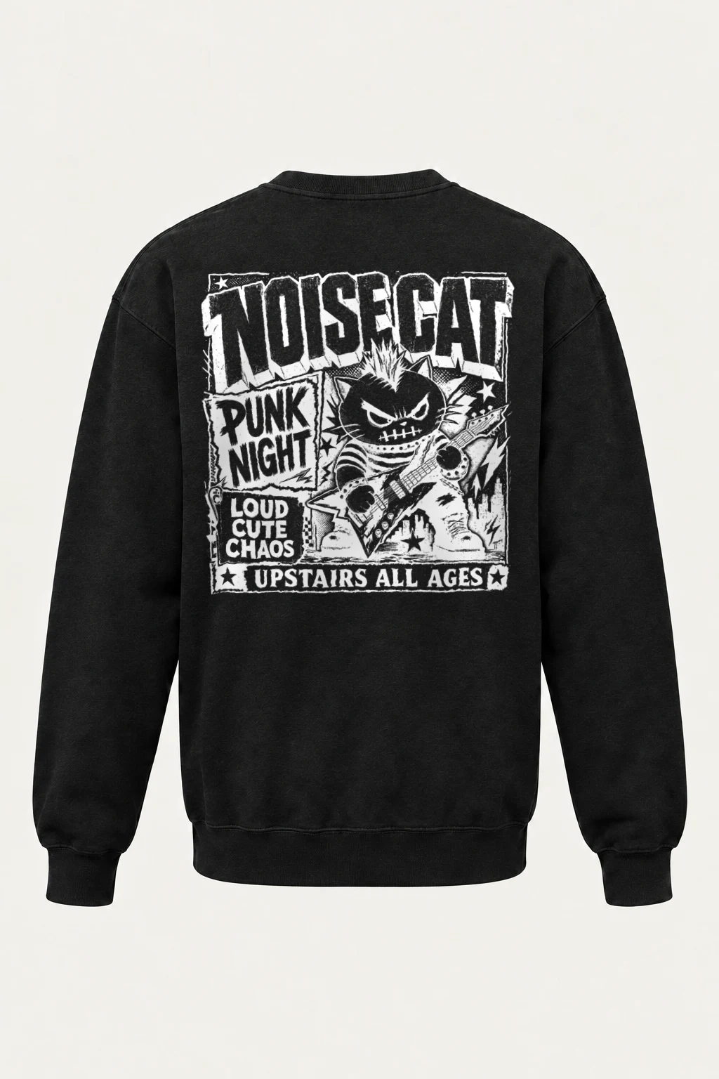 "Punk Cat Guitar" Heavy Blend Unisex Crewneck Sweatshirt | Gildan 18000