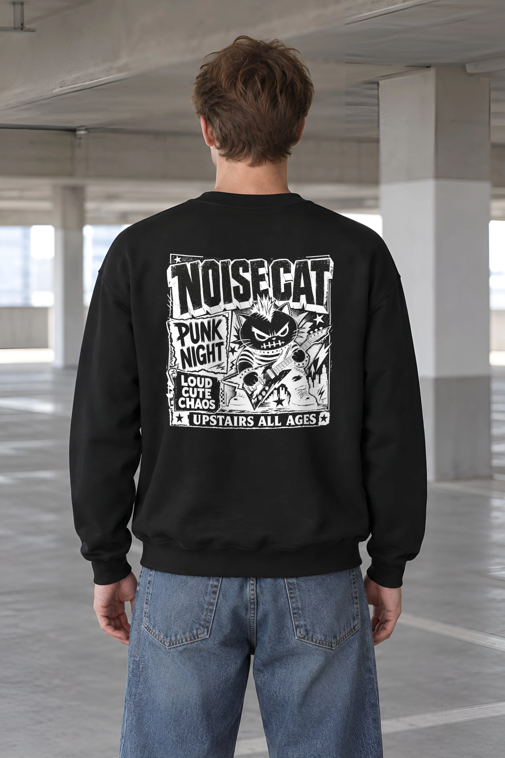 "Punk Cat Guitar" 1 Crewneck Sweatshirt