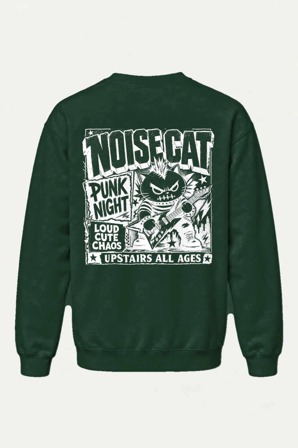"Punk Cat Guitar" Heavy Blend Unisex Crewneck Sweatshirt | Gildan 18000
