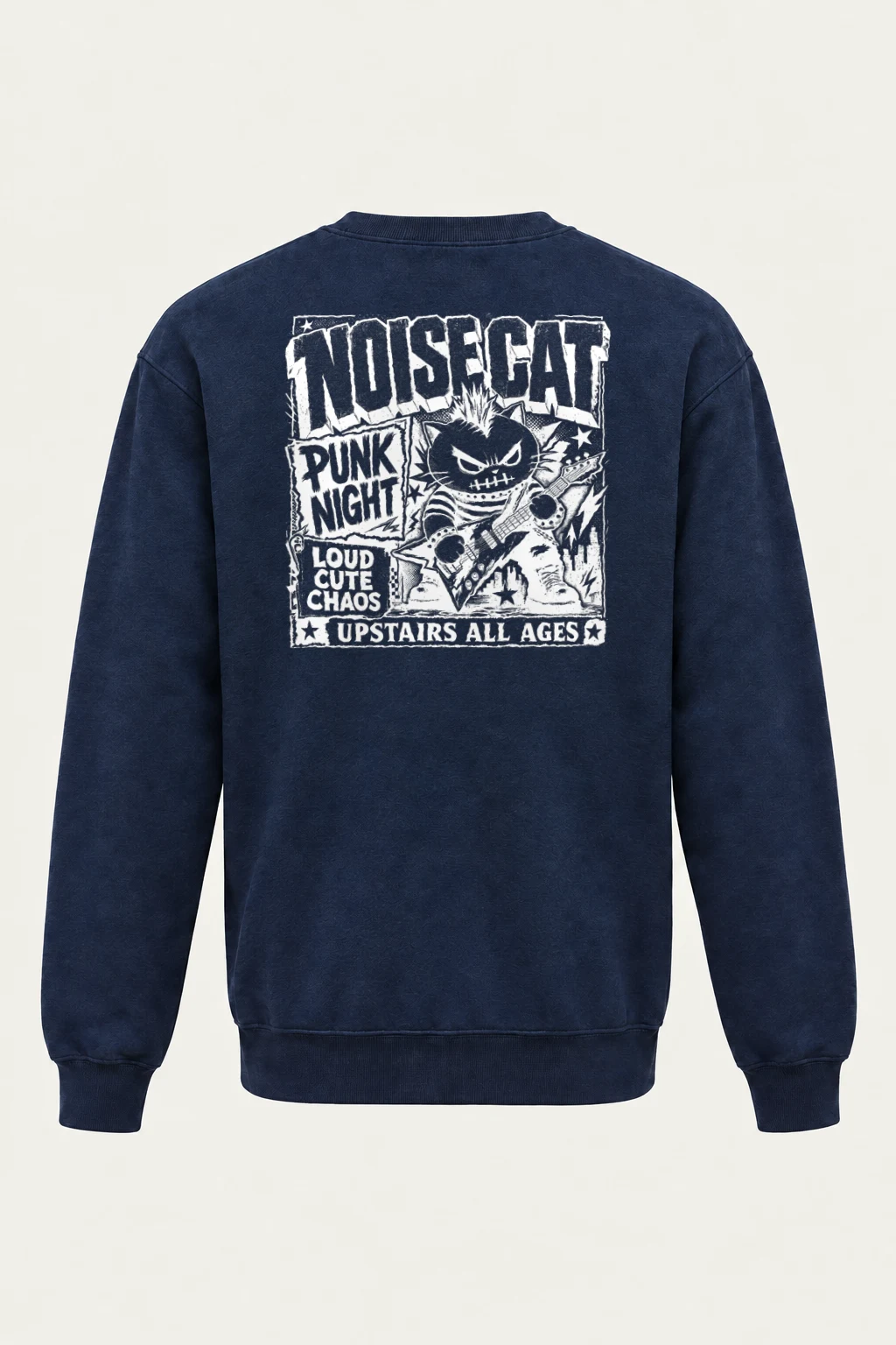 "Punk Cat Guitar" Heavy Blend Unisex Crewneck Sweatshirt | Gildan 18000
