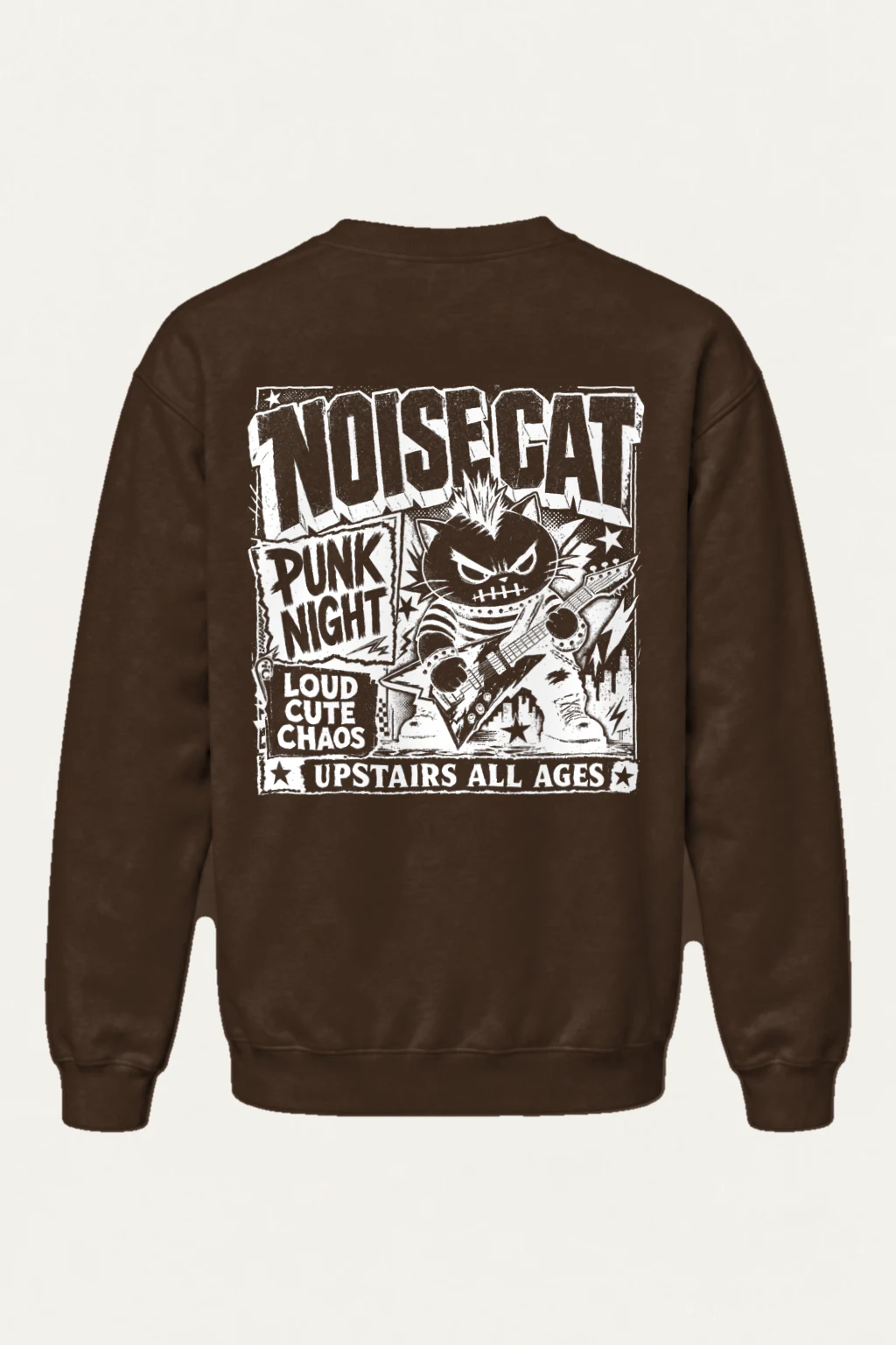 "Punk Cat Guitar" Heavy Blend Unisex Crewneck Sweatshirt | Gildan 18000