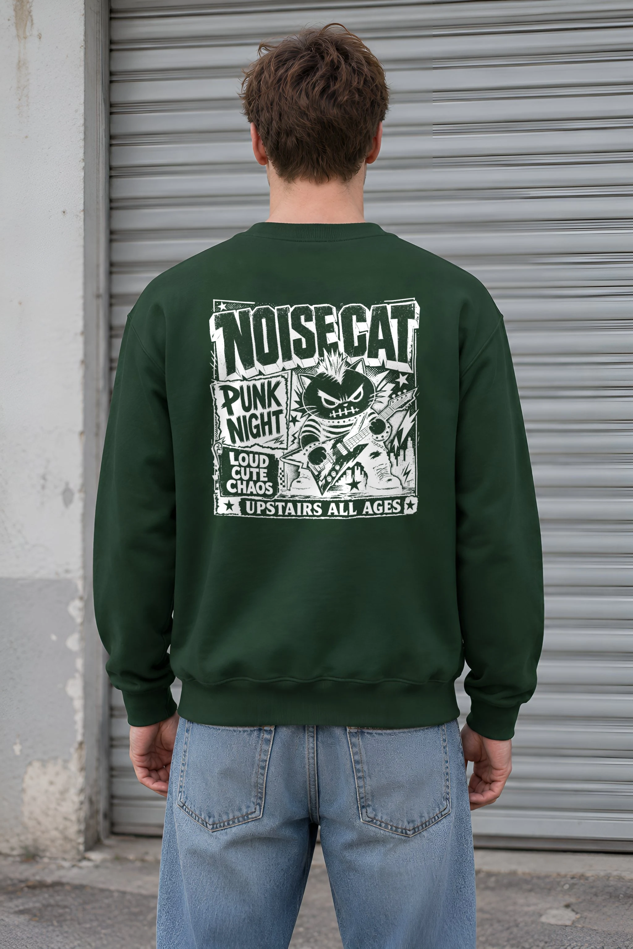 "Punk Cat Guitar" 1 Crewneck Sweatshirt