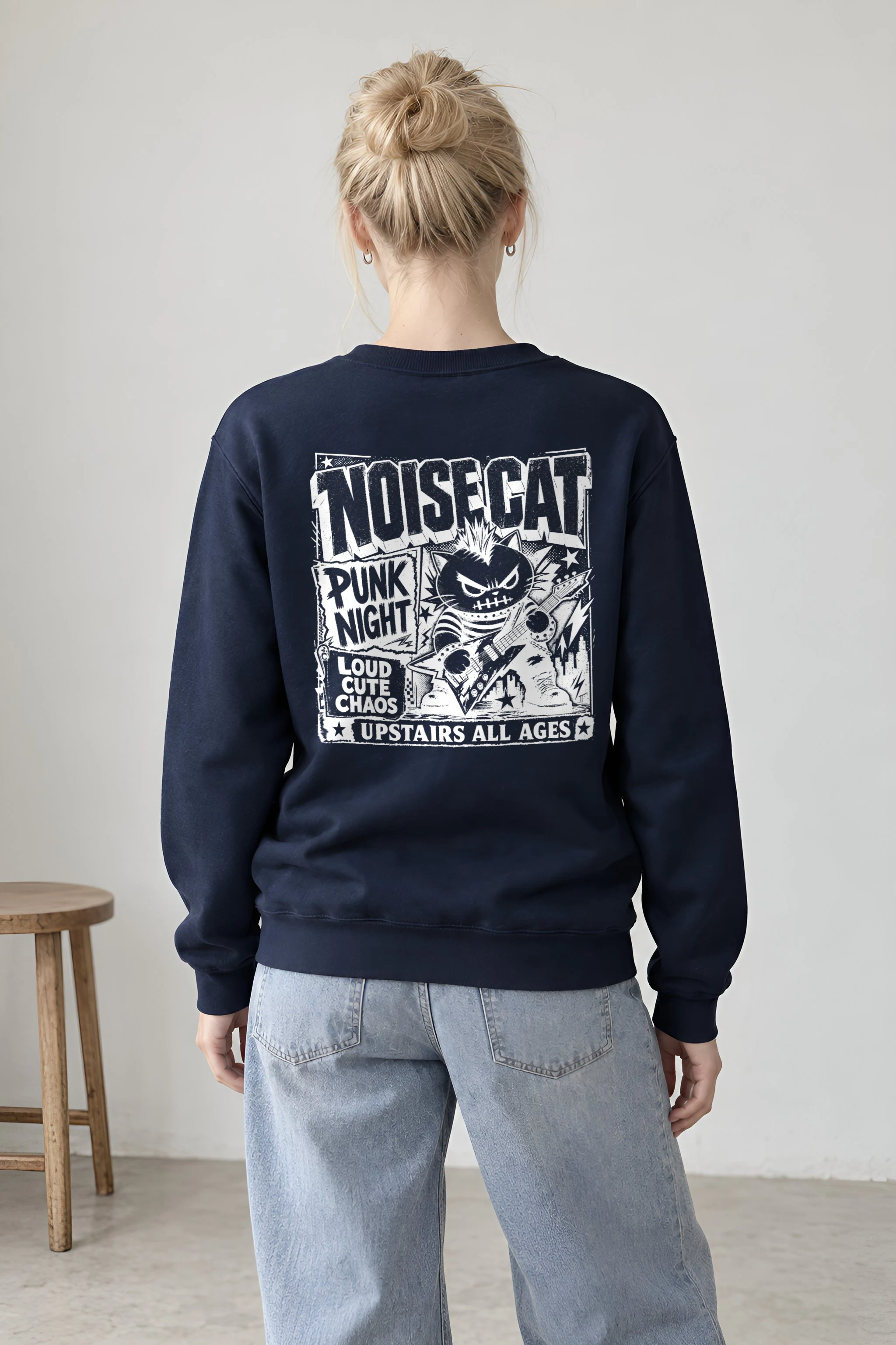 "Punk Cat Guitar" 1 Crewneck Sweatshirt