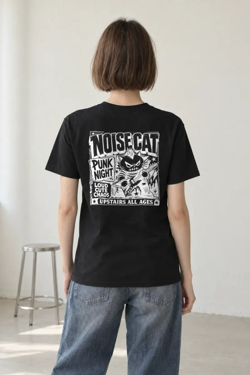 "Punk Cat Guitar" Heavyweight Unisex Crewneck T-shirt
