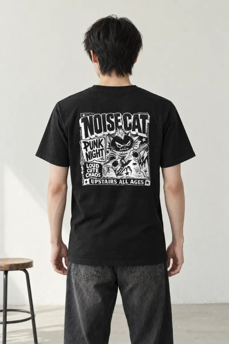 "Punk Cat Guitar" Heavyweight Unisex Crewneck T-shirt