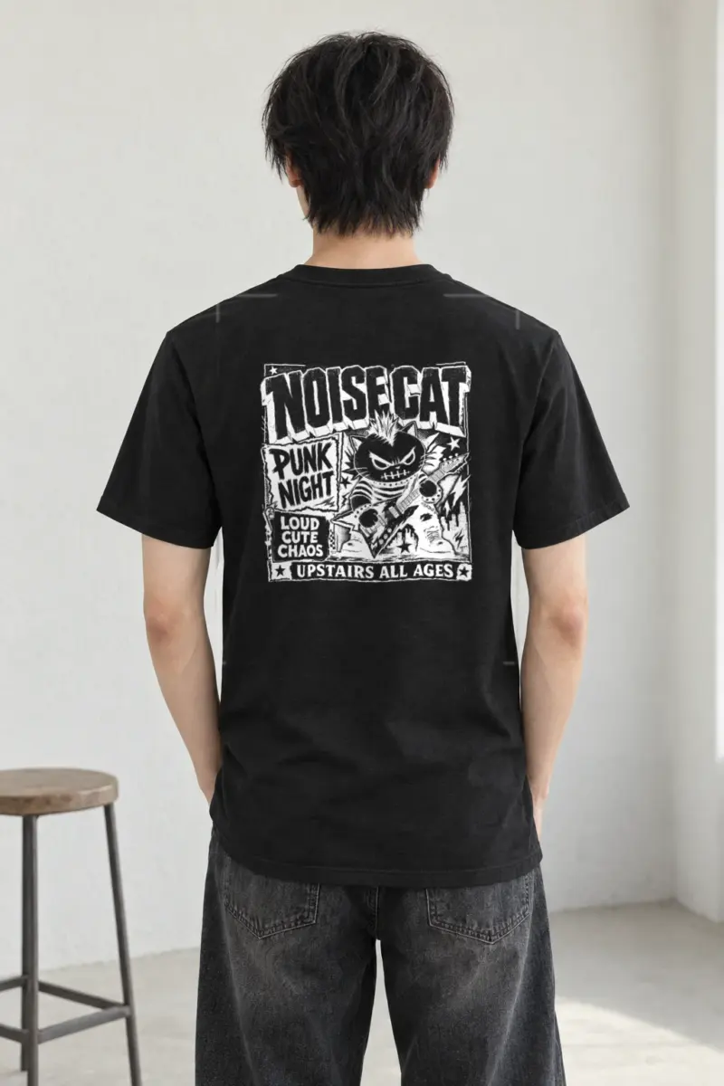 "Punk Cat Guitar" Heavyweight Unisex Crewneck T-shirt