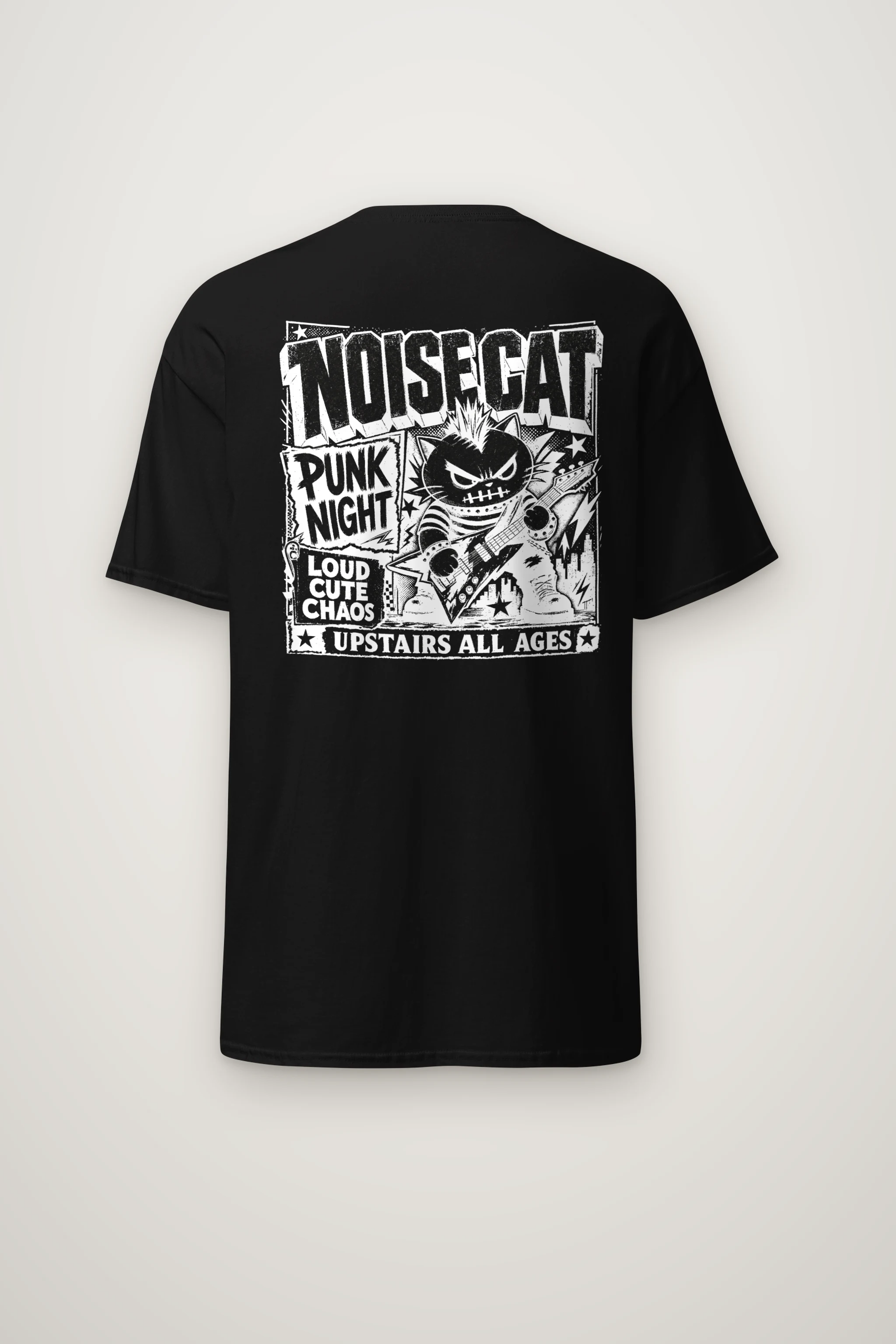 "Punk Cat Guitar" Heavyweight Unisex Crewneck T-shirt