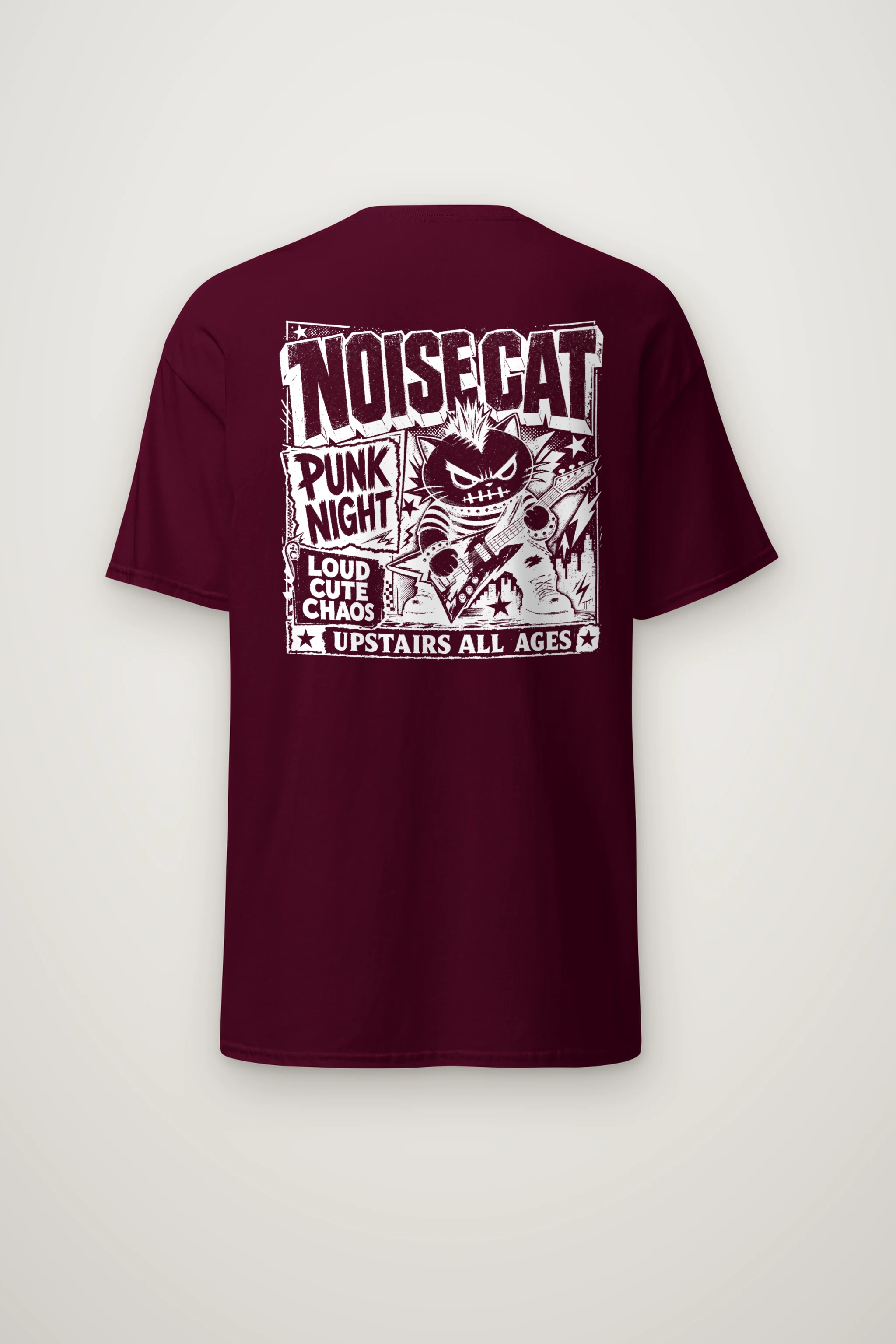 "Punk Cat Guitar" Heavyweight Unisex Crewneck T-shirt