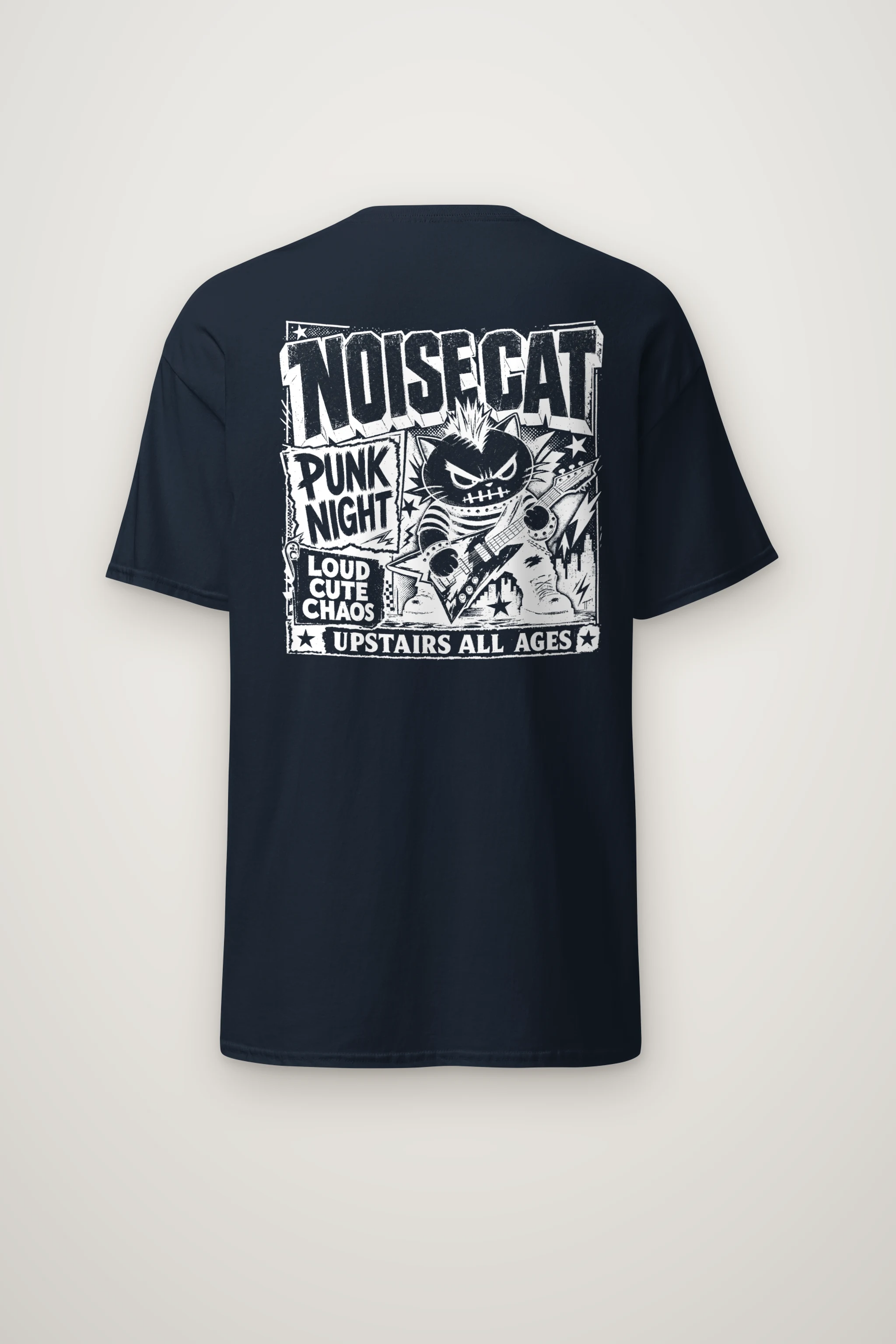 "Punk Cat Guitar" Heavyweight Unisex Crewneck T-shirt