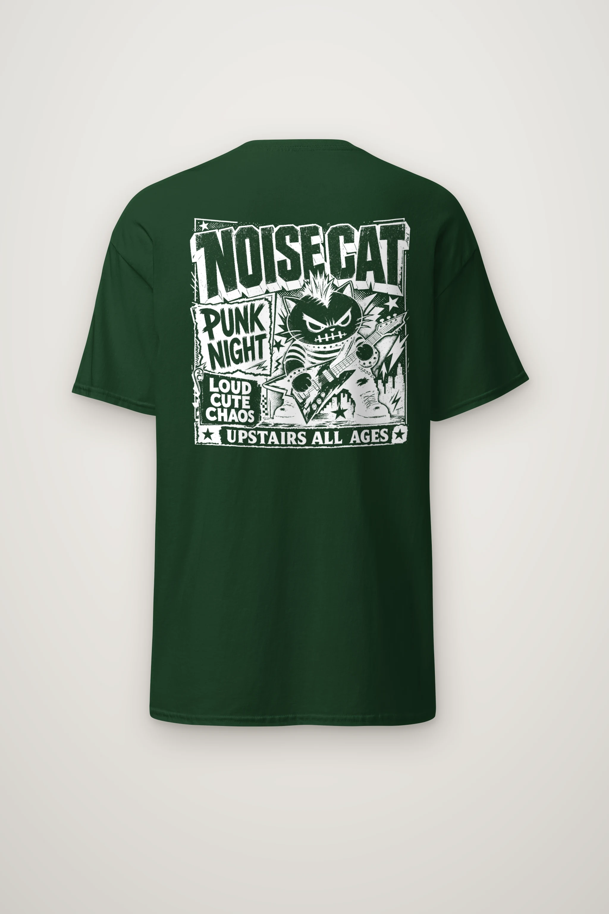 "Punk Cat Guitar" Heavyweight Unisex Crewneck T-shirt