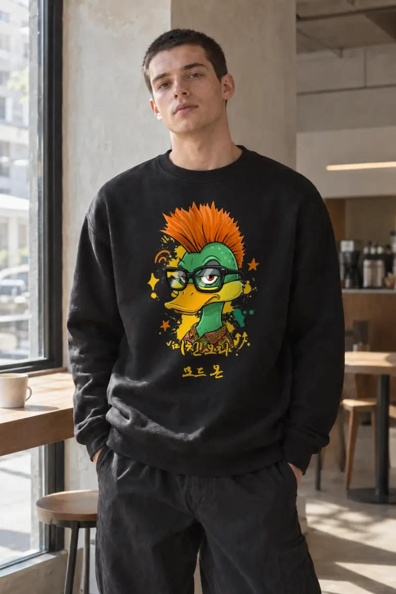 "Punk Duck Board Look" Heavy Blend Unisex Crewneck Sweatshirt | Gildan 18000