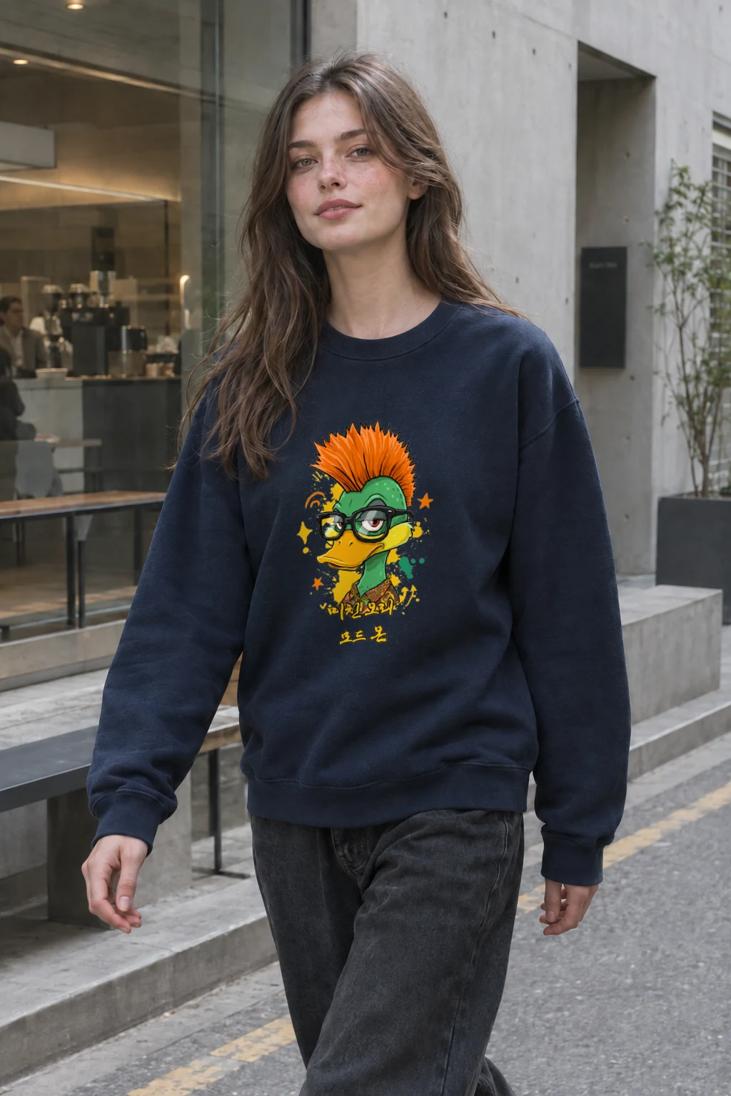 "Punk Duck Board Look" Heavy Blend Unisex Crewneck Sweatshirt | Gildan 18000
