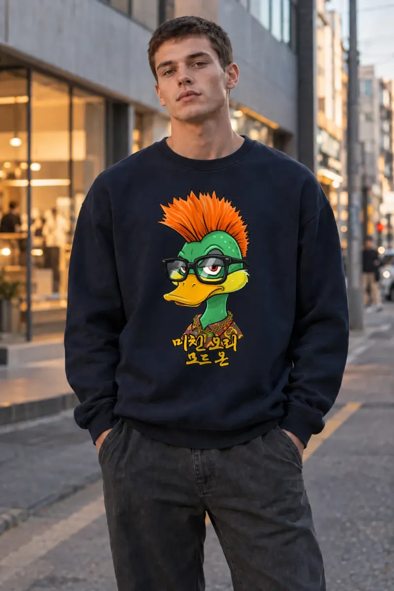 "Punk Duck Headache" Heavy Blend Unisex Crewneck Sweatshirt | Gildan 18000