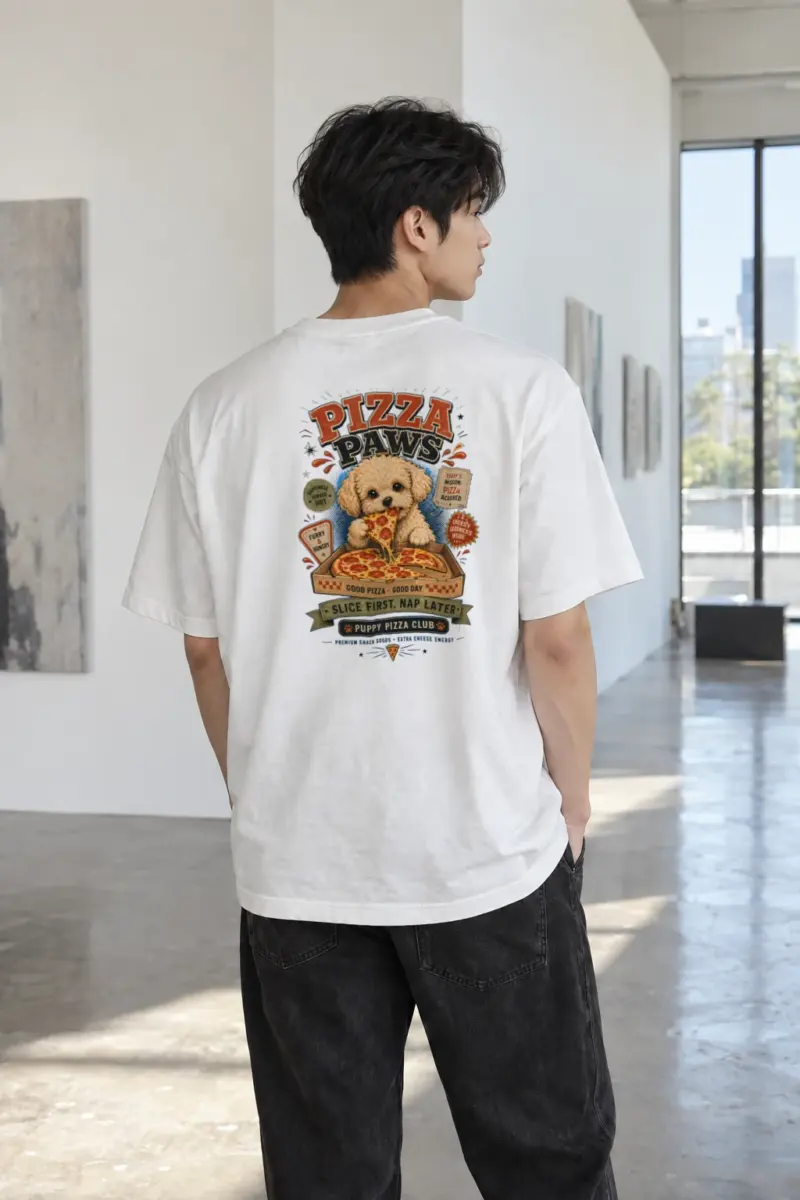 "Puppy Pizza Club" Heavyweight Unisex Crewneck T-shirt | Gildan 5000