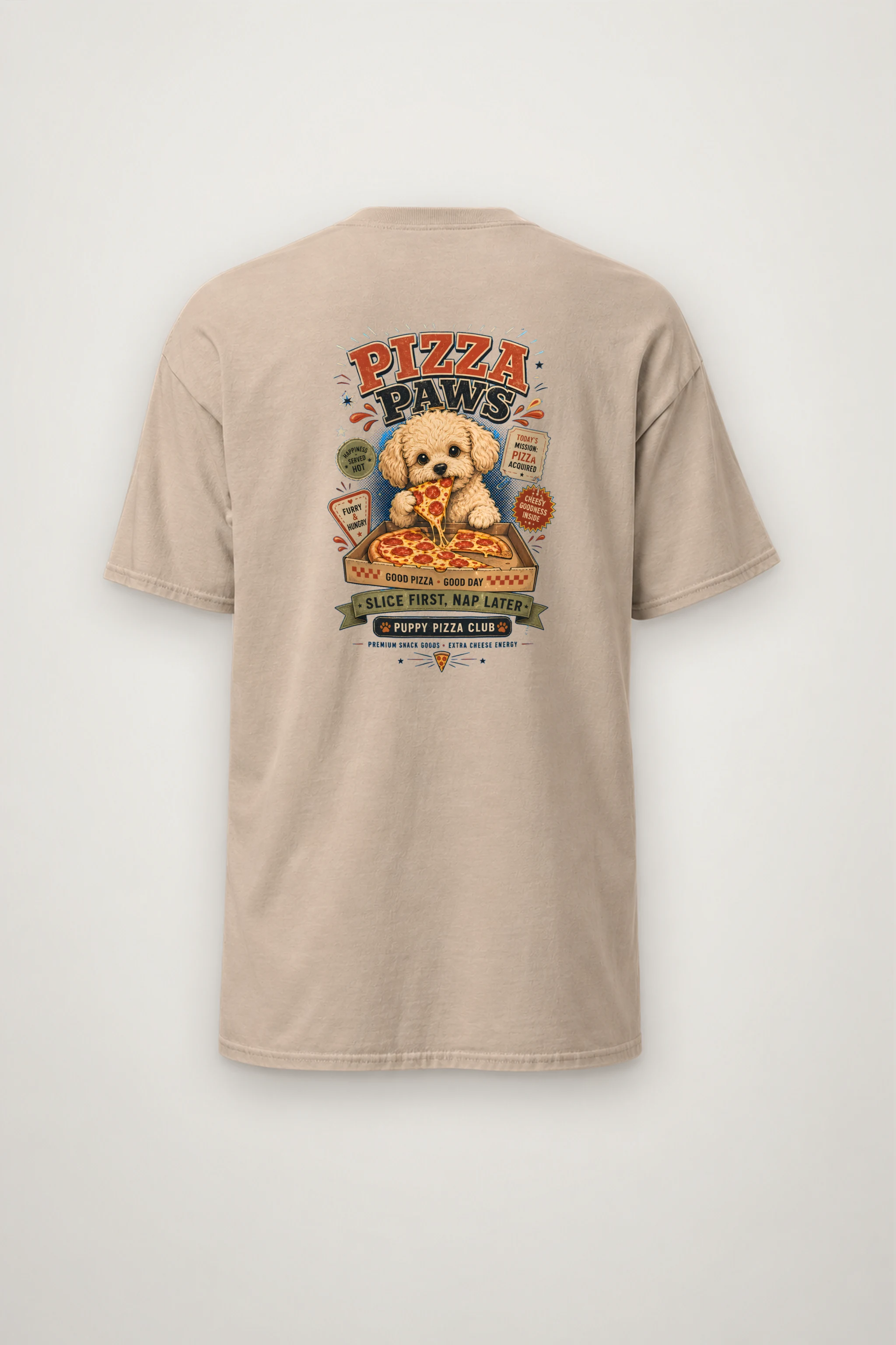 "Puppy Pizza Club" Heavyweight Unisex Crewneck T-shirt