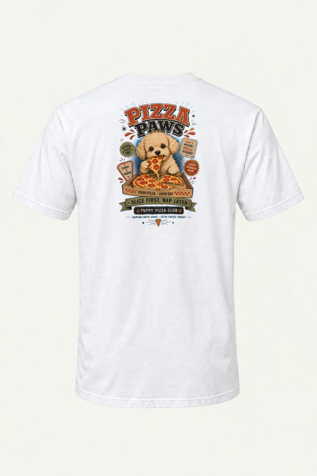 "Puppy Pizza Club" Heavyweight Unisex Crewneck T-shirt | Gildan 5000