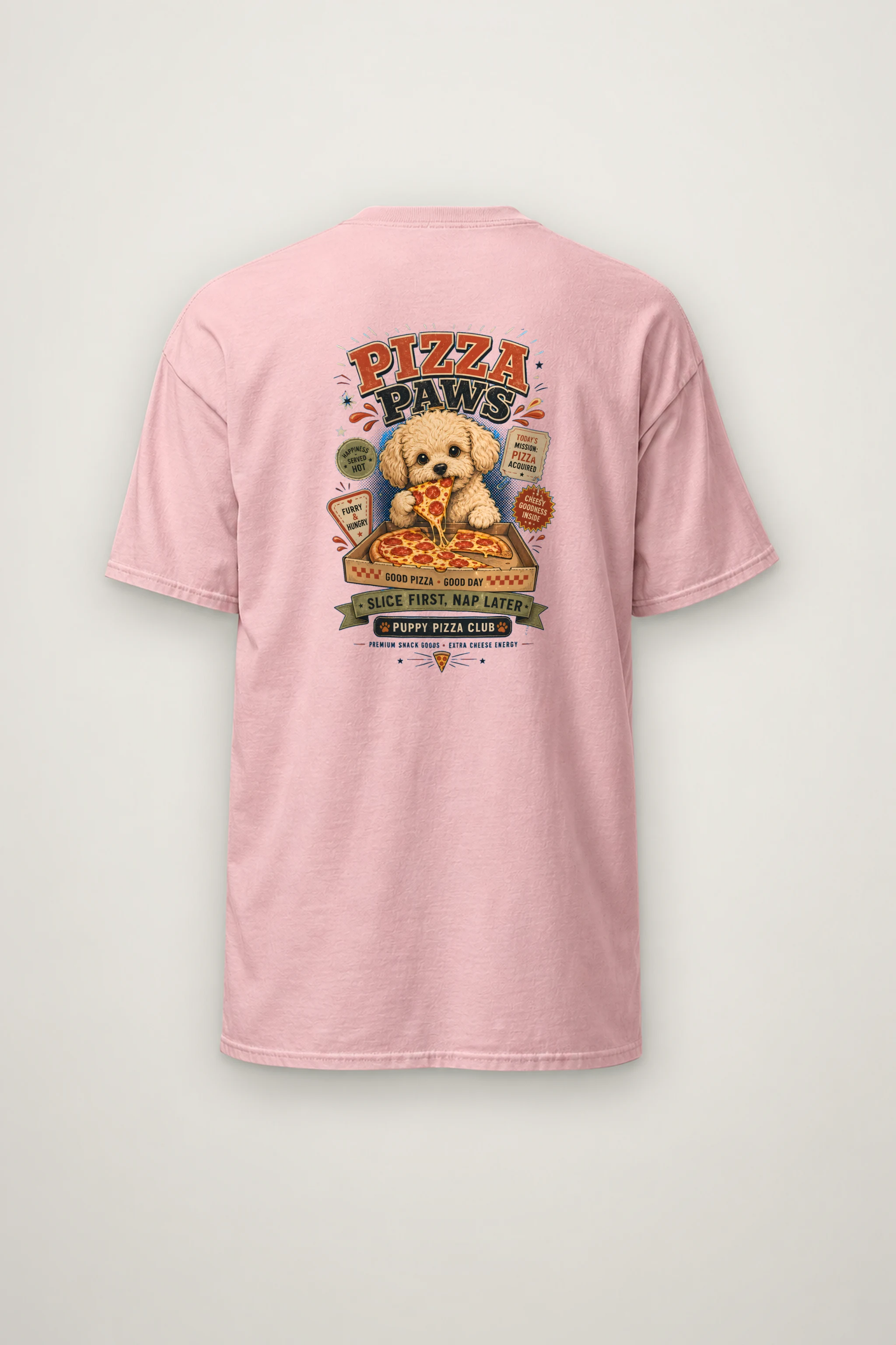 "Puppy Pizza Club" Heavyweight Unisex Crewneck T-shirt