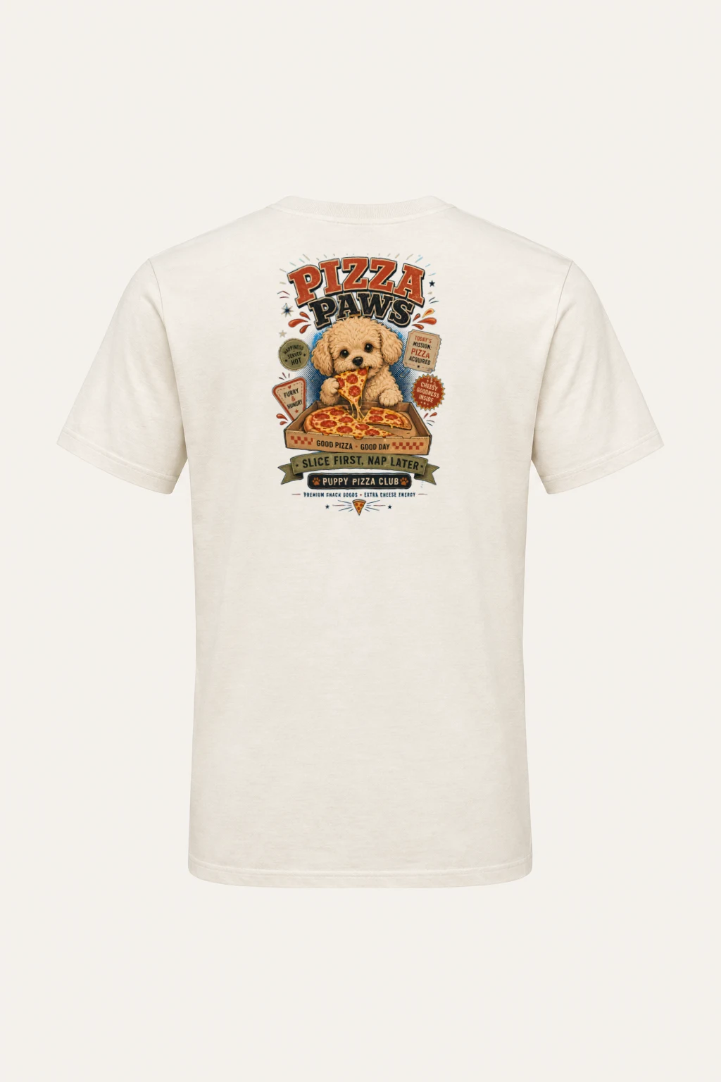 "Puppy Pizza Club" Heavyweight Unisex Crewneck T-shirt | Gildan 5000