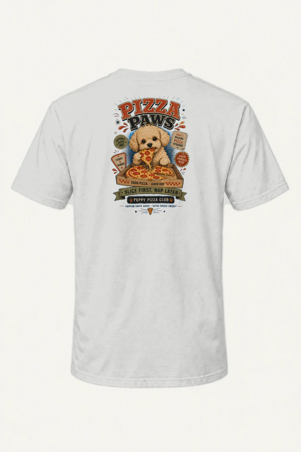 "Puppy Pizza Club" Heavyweight Unisex Crewneck T-shirt | Gildan 5000