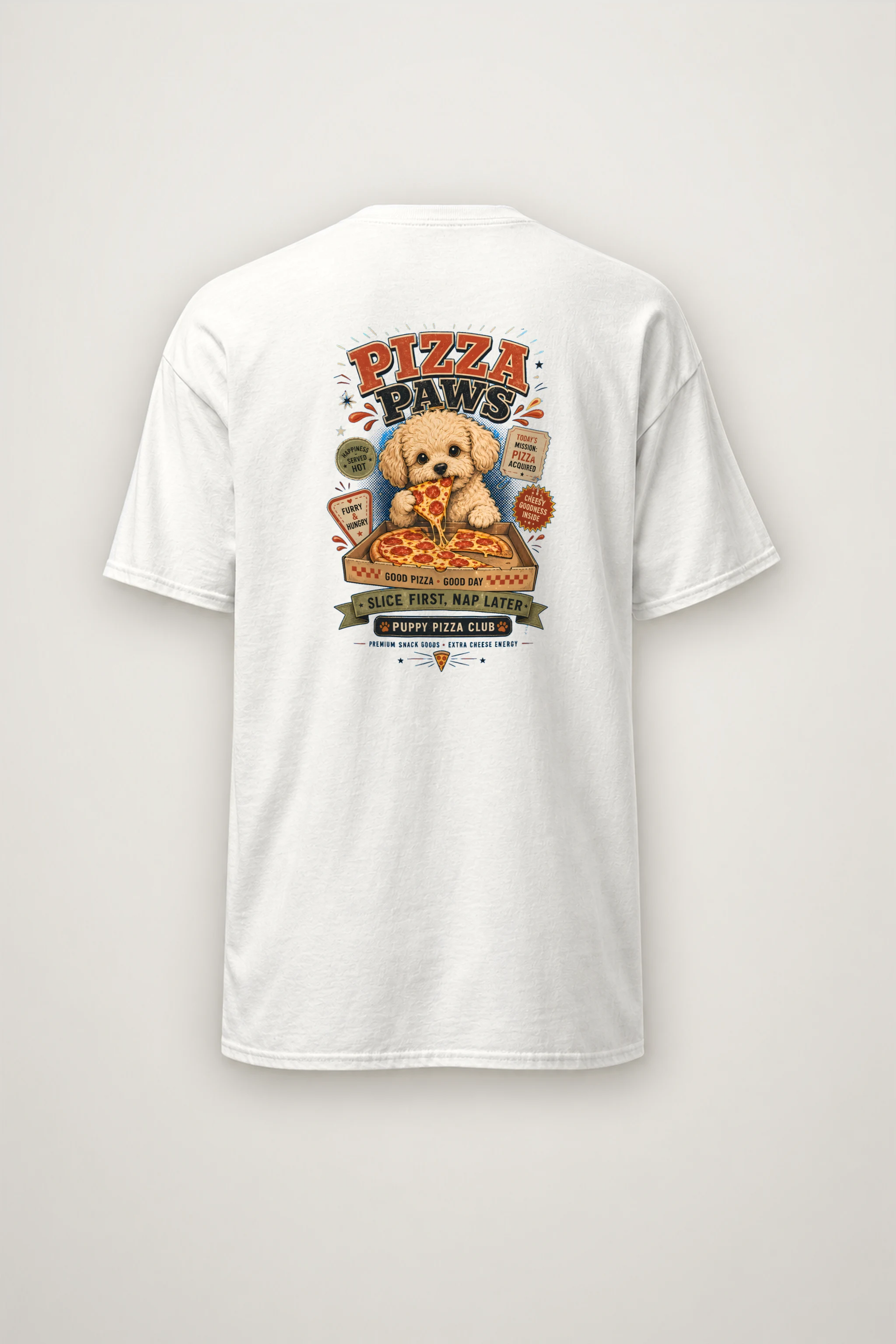 "Puppy Pizza Club" Heavyweight Unisex Crewneck T-shirt