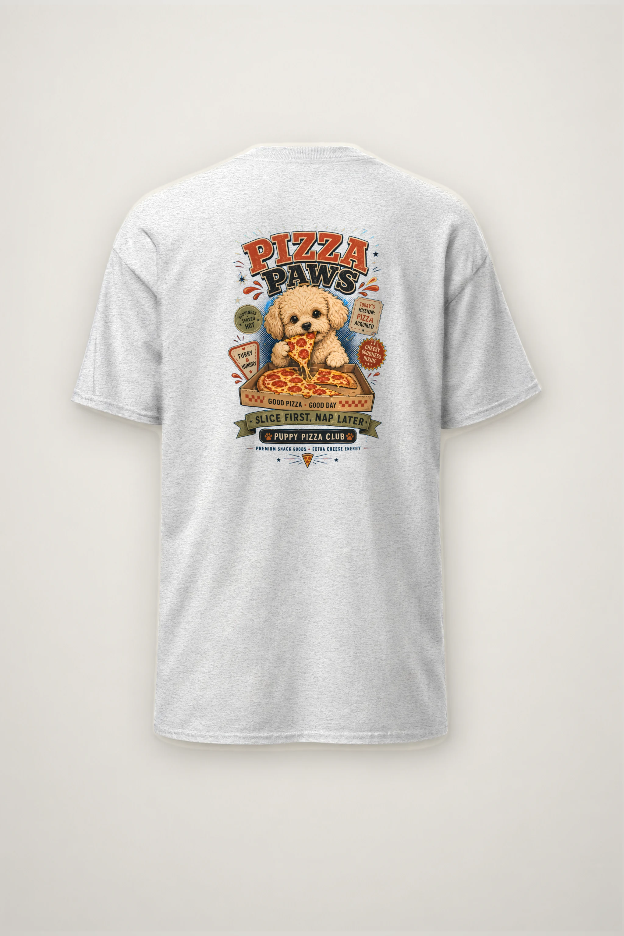 "Puppy Pizza Club" Heavyweight Unisex Crewneck T-shirt