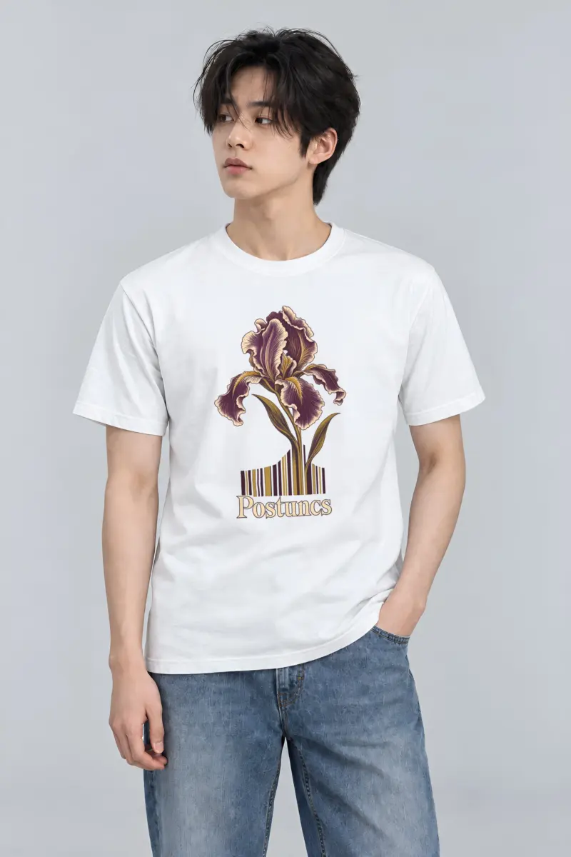 "Purple Iris Stripes" Heavyweight Unisex Crewneck T-shirt