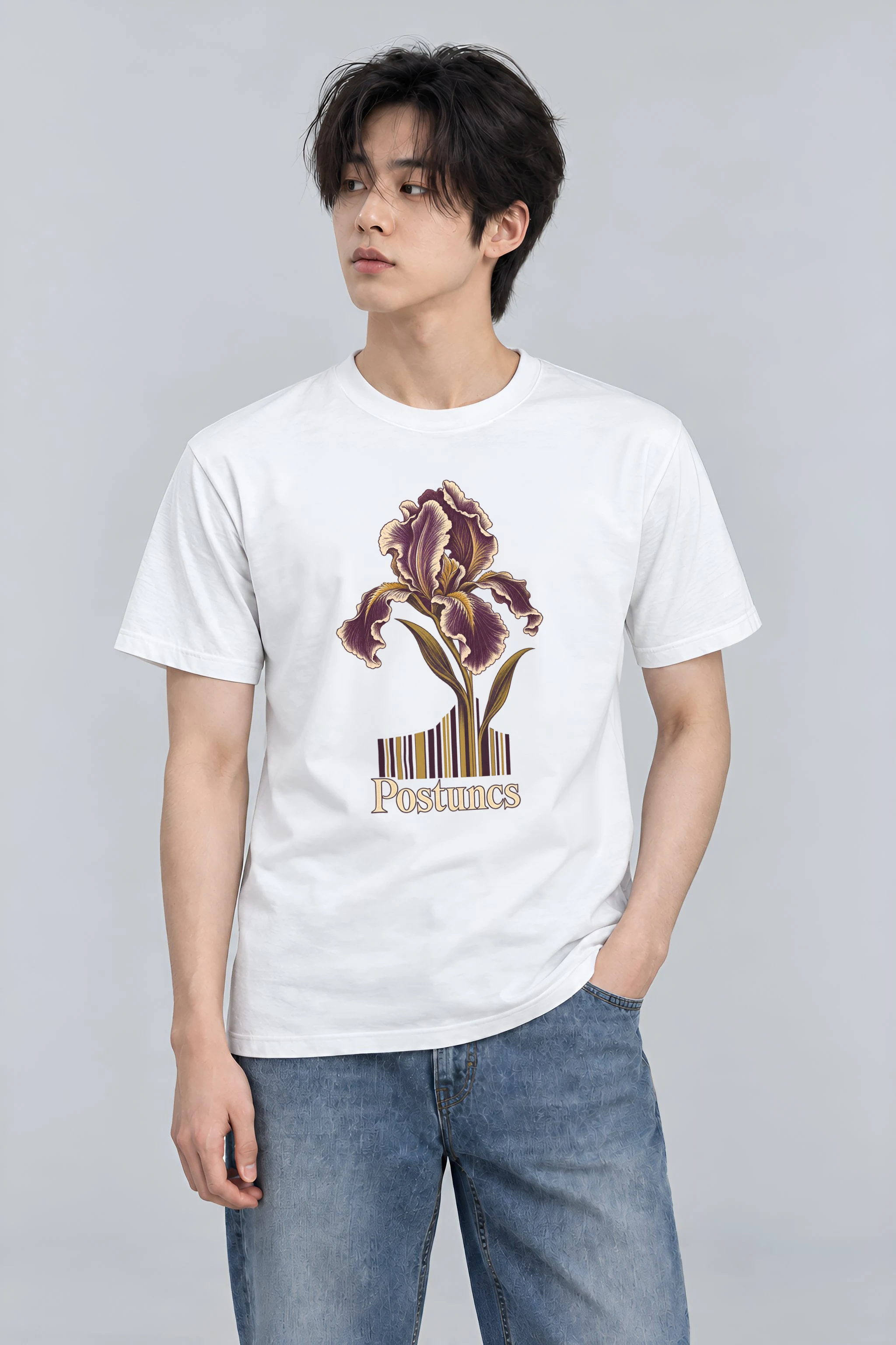 "Purple Iris Stripes" Heavyweight Unisex Crewneck T-shirt