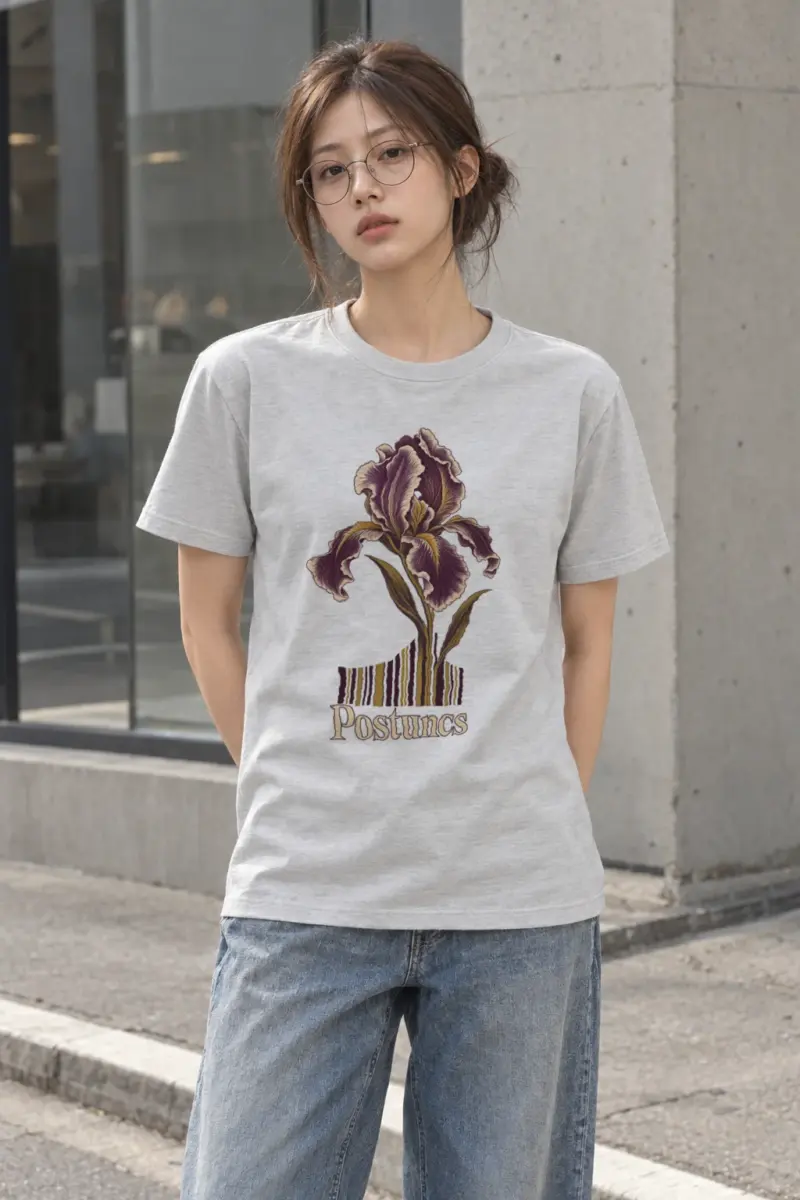 "Purple Iris Stripes" Heavyweight Unisex Crewneck T-shirt