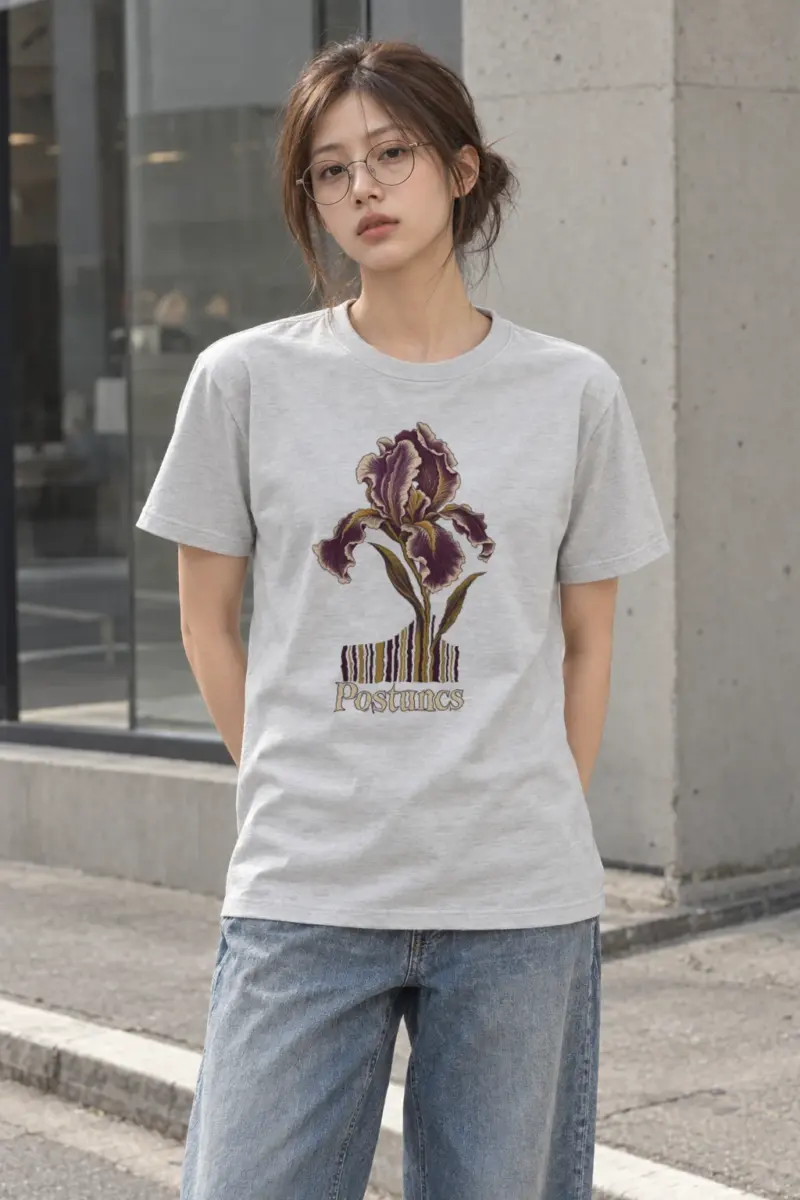 "Purple Iris Stripes" Heavyweight Unisex Crewneck T-shirt