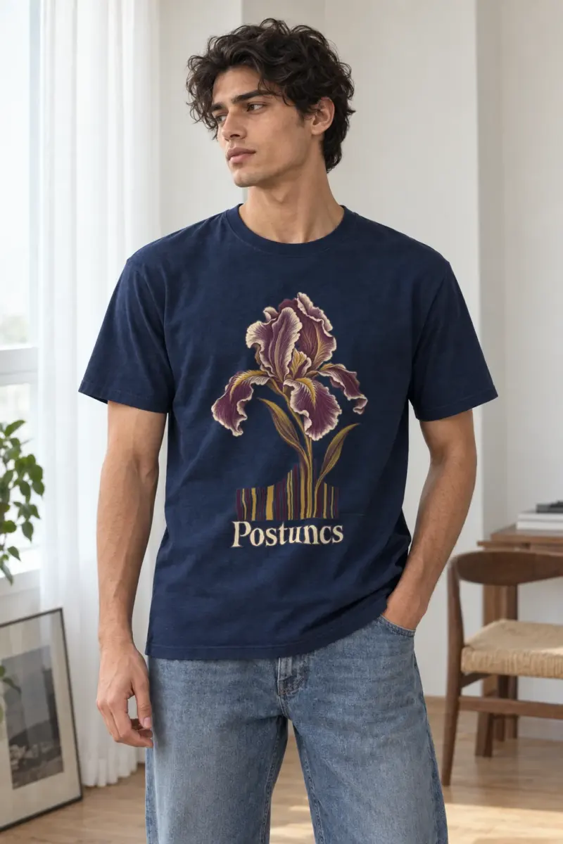 "Purple Iris Stripes" Heavyweight Unisex Crewneck T-shirt | Gildan 5000