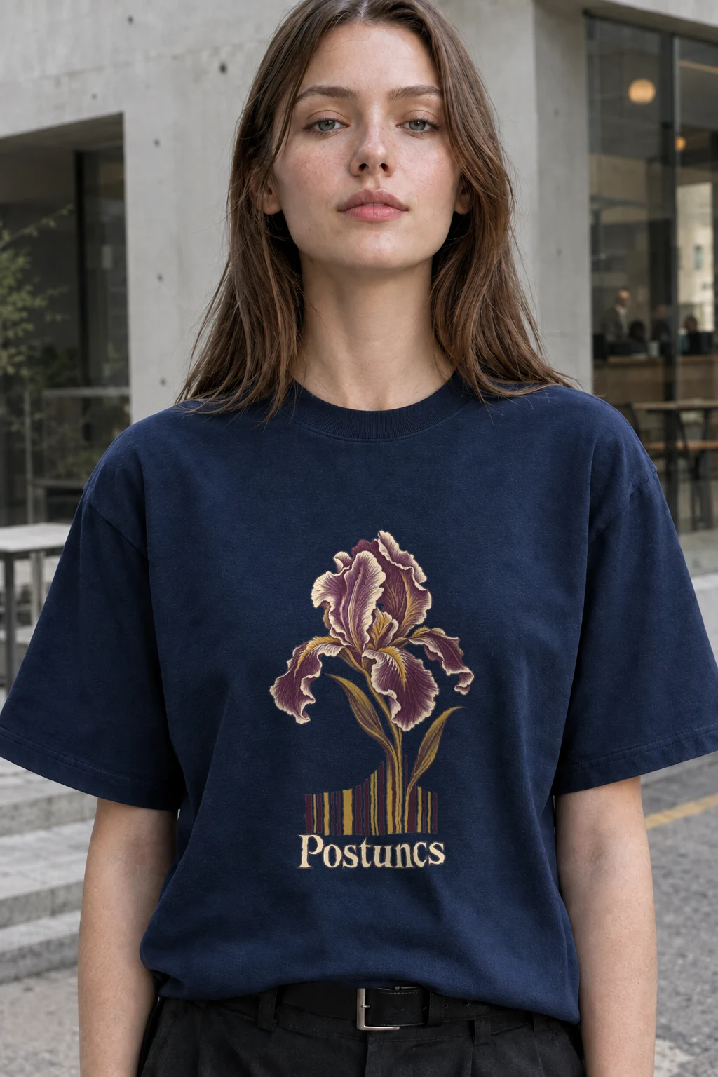 "Purple Iris Stripes" Heavyweight Unisex Crewneck T-shirt | Gildan 5000