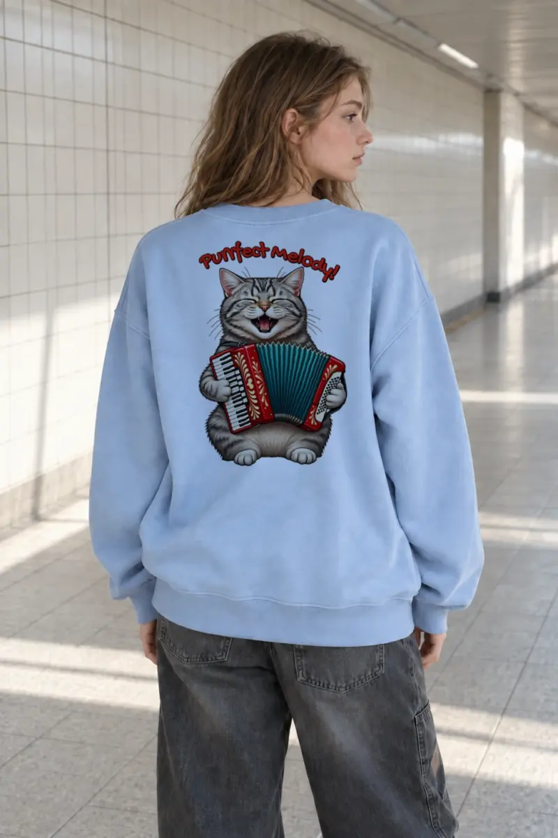 "Purrfect Melody" Heavy Blend Unisex Crewneck Sweatshirt | Gildan 18000