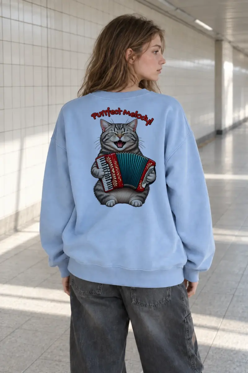 "Purrfect Melody" Heavy Blend Unisex Crewneck Sweatshirt | Gildan 18000