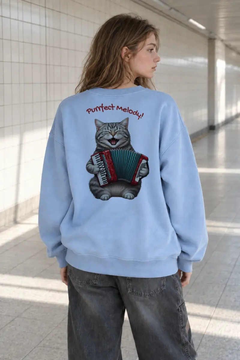 "Purrfect Melody" Heavy Blend Unisex Crewneck Sweatshirt | Gildan 18000