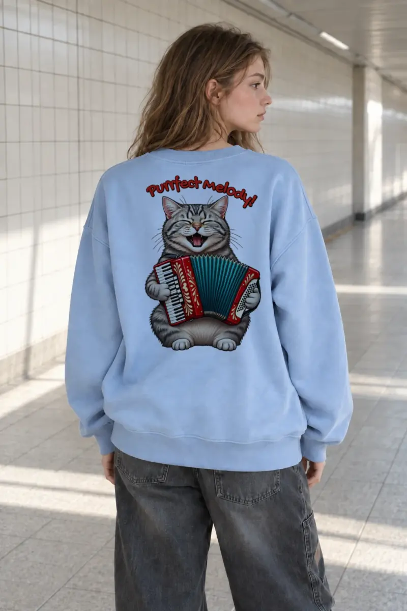 "Purrfect Melody" Heavy Blend Unisex Crewneck Sweatshirt | Gildan 18000