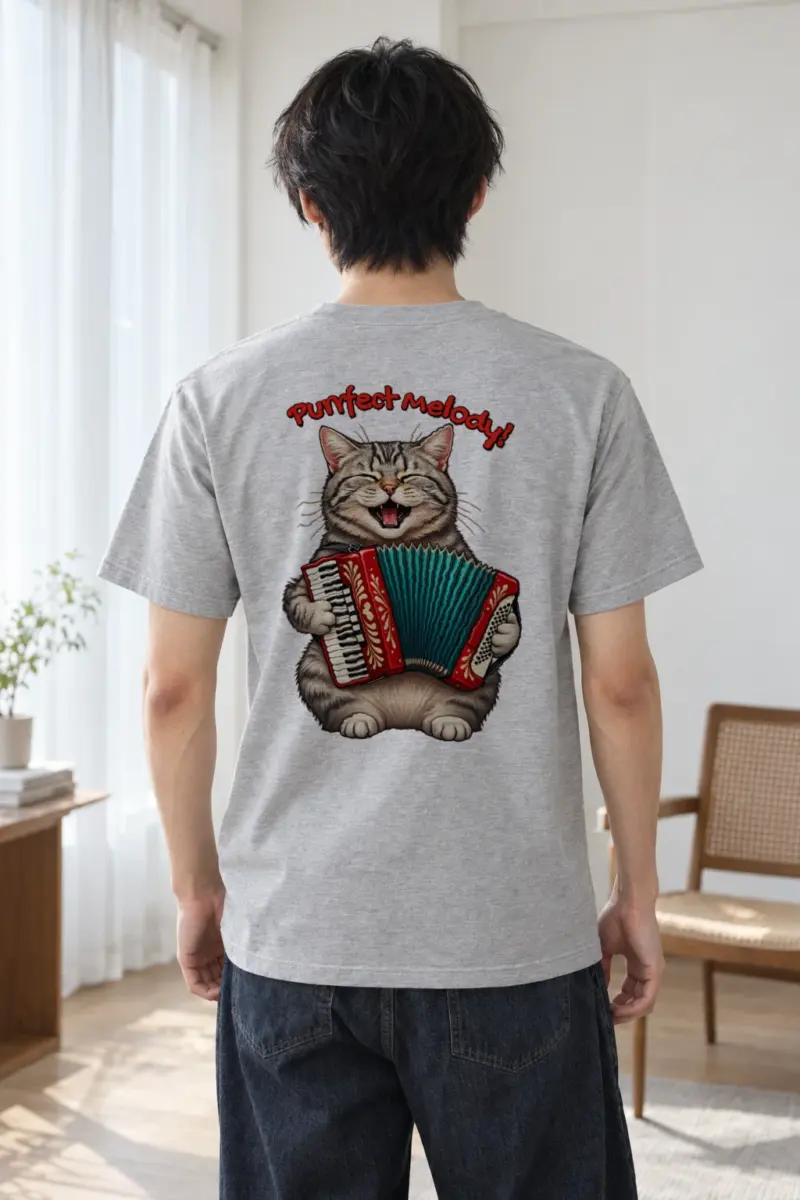 "Purrfect Melody" Heavyweight Unisex Crewneck T-shirt | Gildan 5000